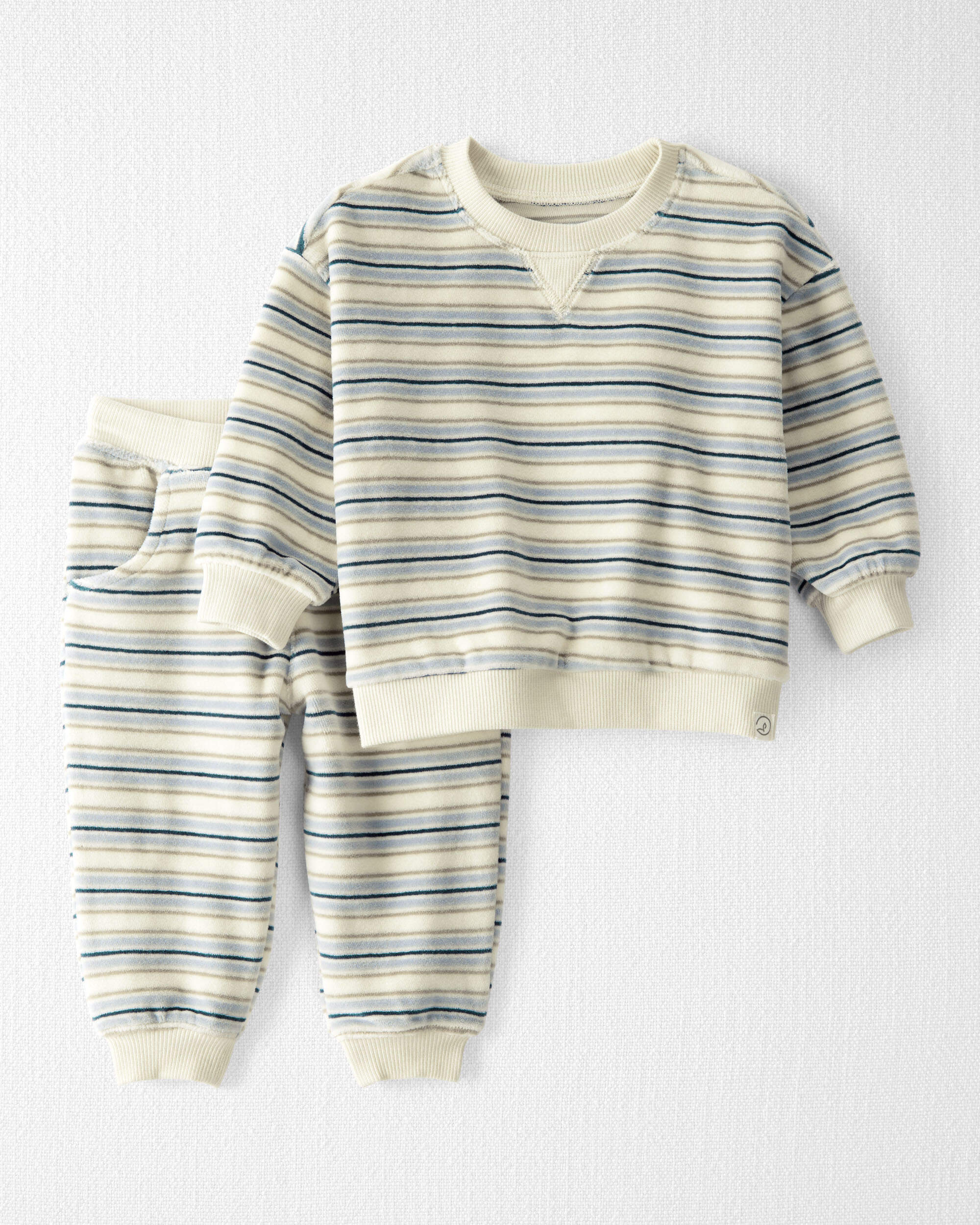 Baby 2-Piece Organic Cotton Velour Pullover & Pant Set