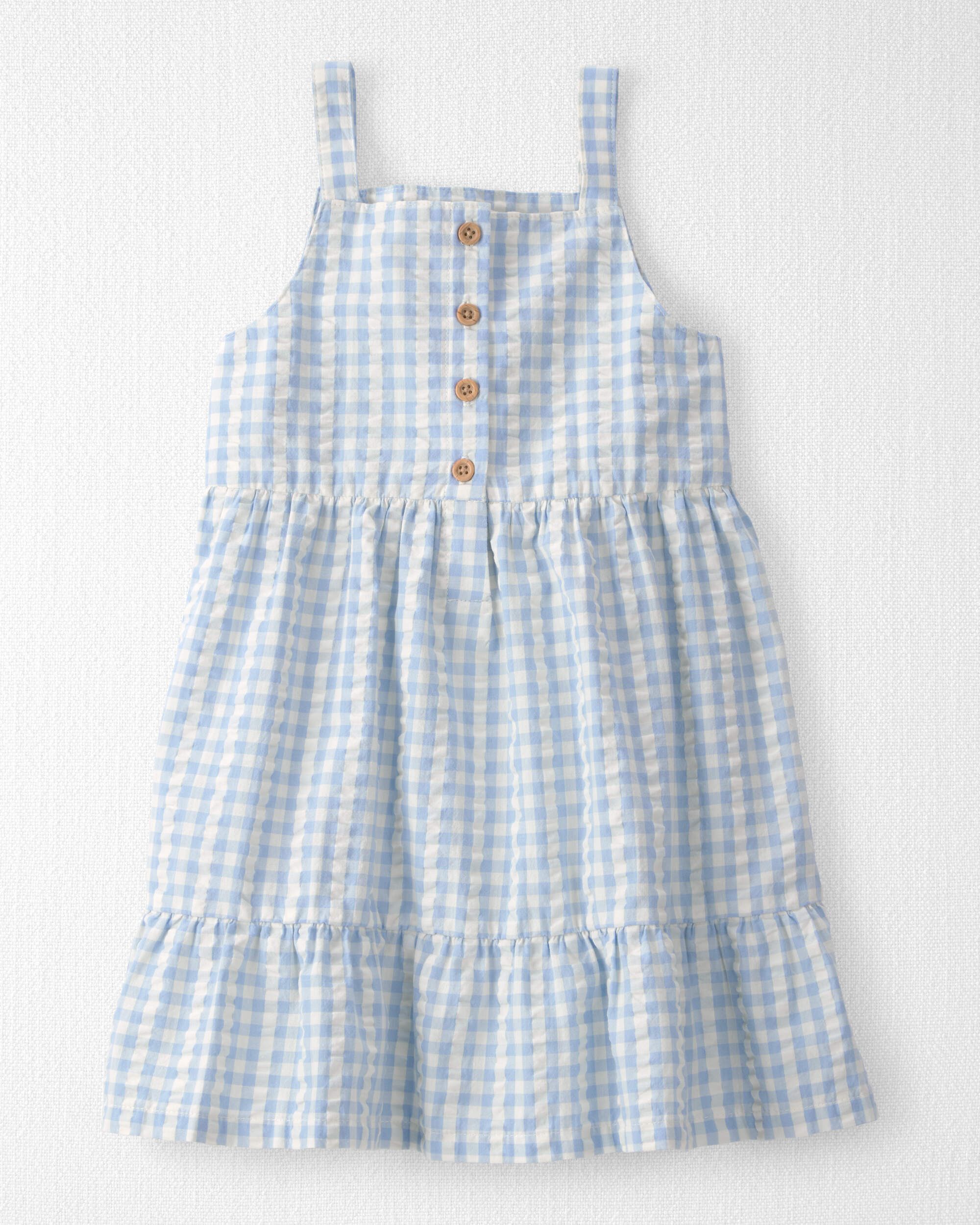 Toddler Girl Seersucker Dress Made with Organic Cotton