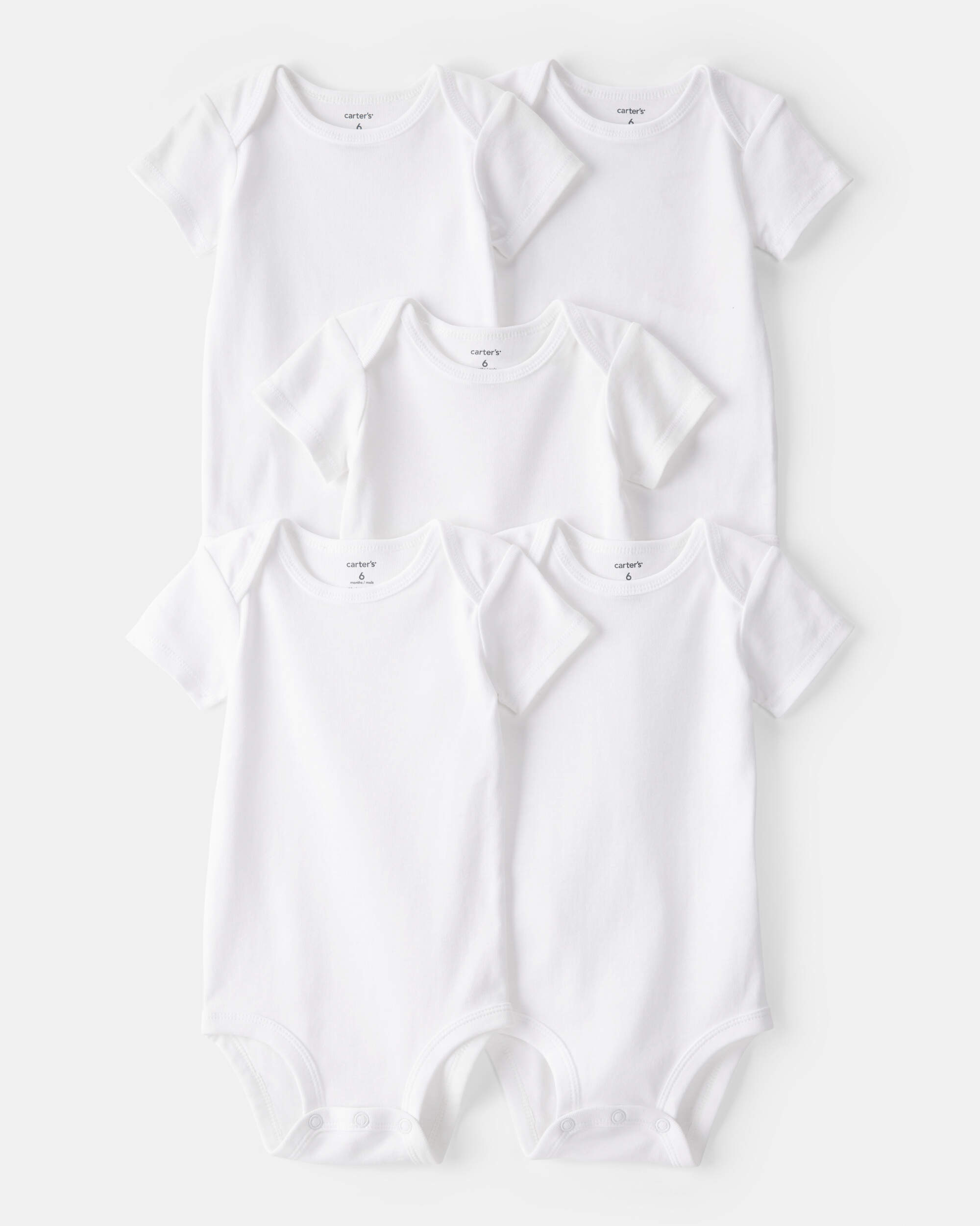 Baby 5-Pack Short-Sleeve Bodysuits - White