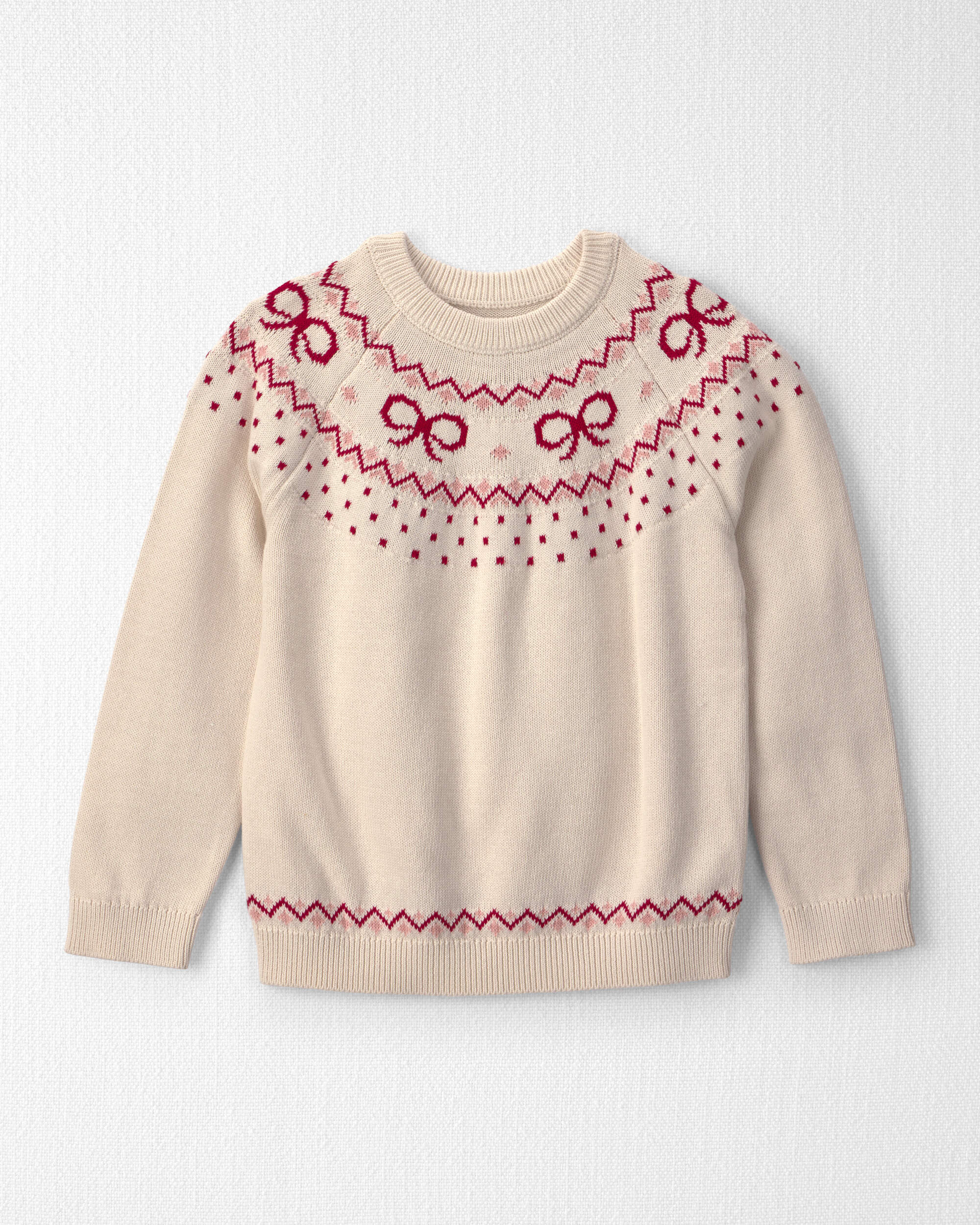 Girls Organic Cotton Fair Isle Sweater Knit Pullover