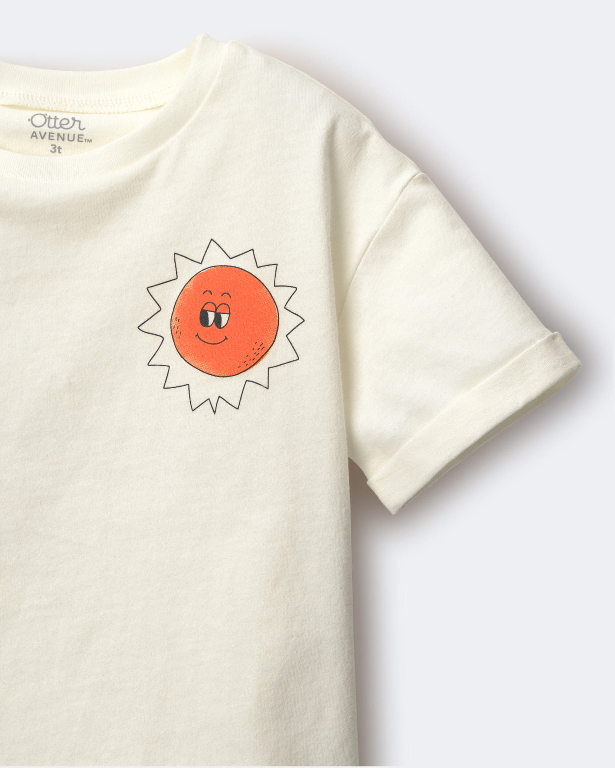 Toddler 'Funny Sunny' Rolled Cuff Tee - Cream