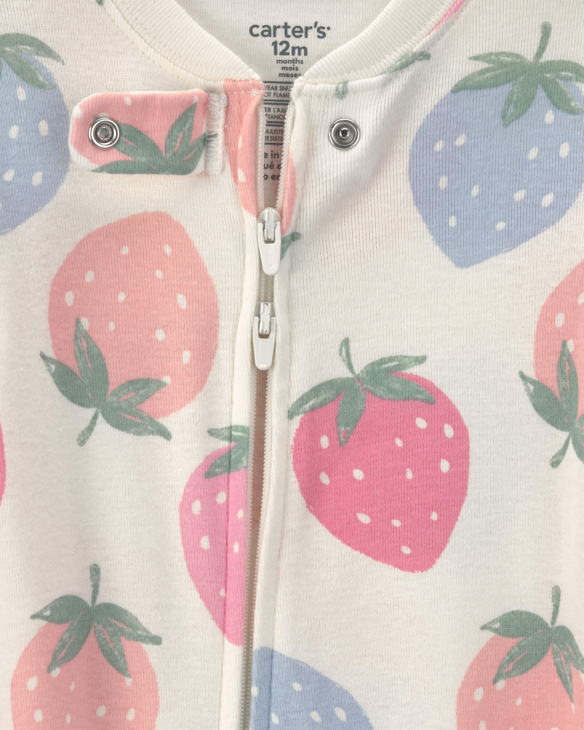 Baby Girl Strawberry Cotton Snug Fit 1-Piece Pyjama - Pink/White
