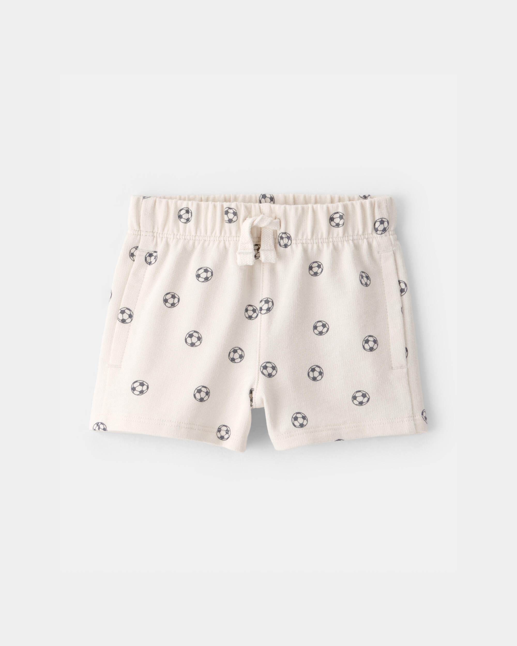 Baby Boy Soccer French Terry Shorts - White