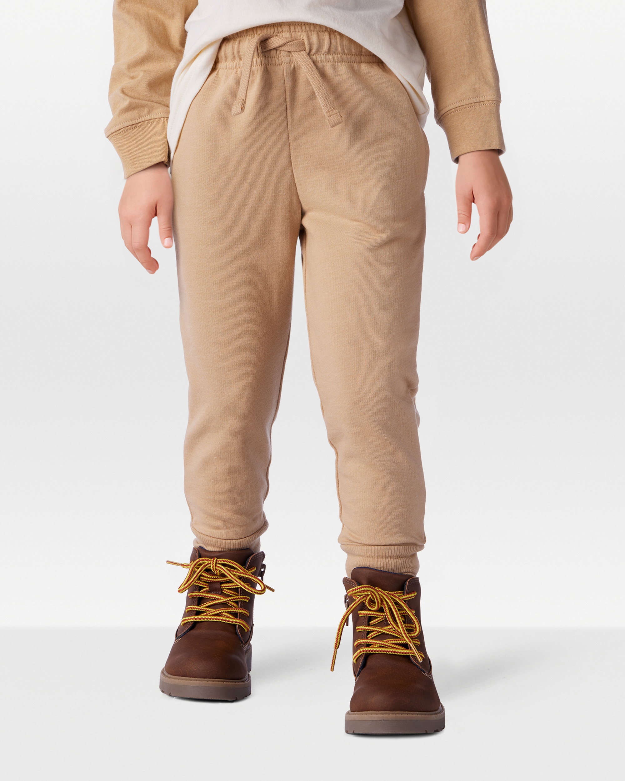 Toddler Boy Construction French Terry Jogger - Tan