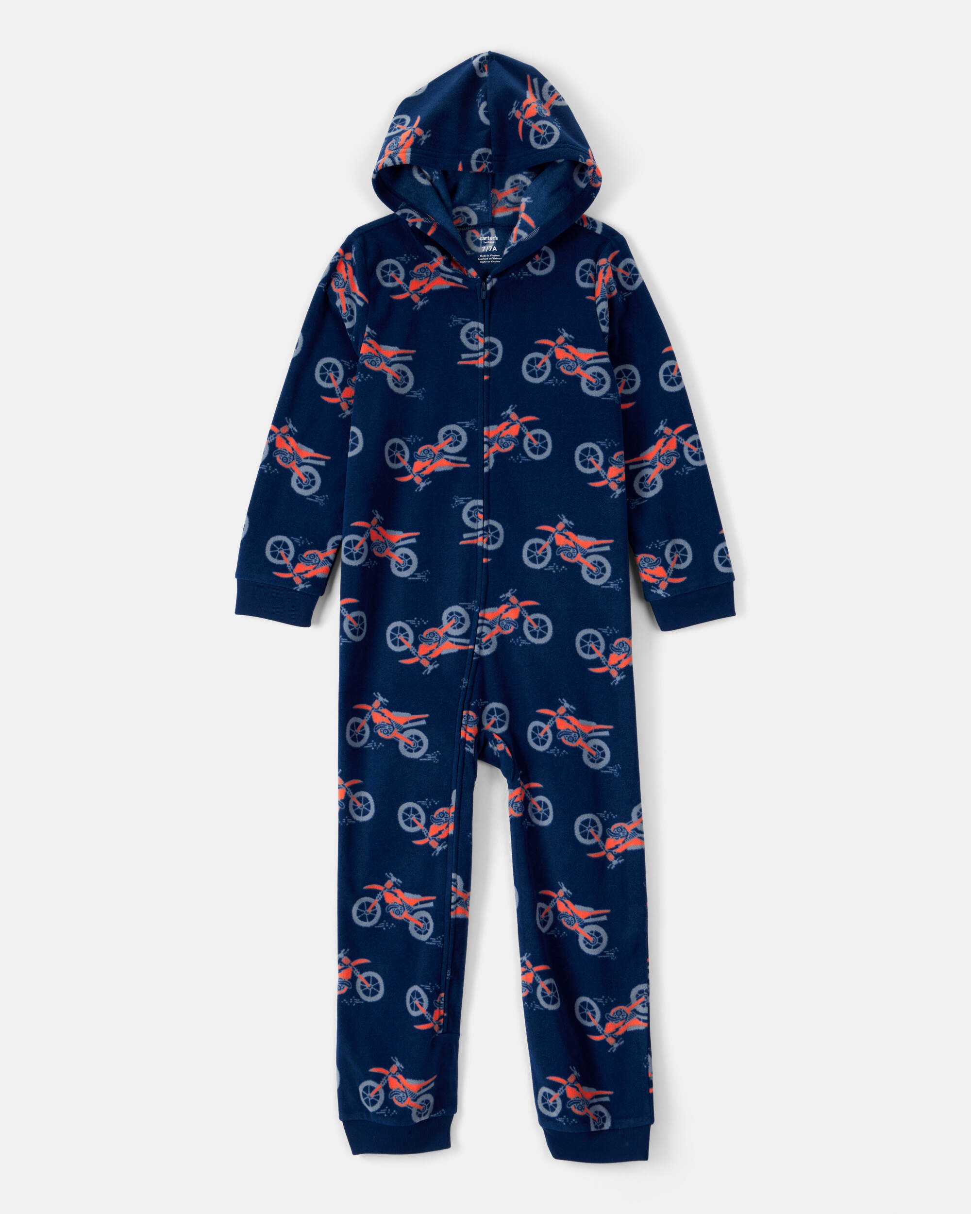 Boys Motorcycle Long-Sleeve Loose Fit 1-Piece Pyjamas - Navy