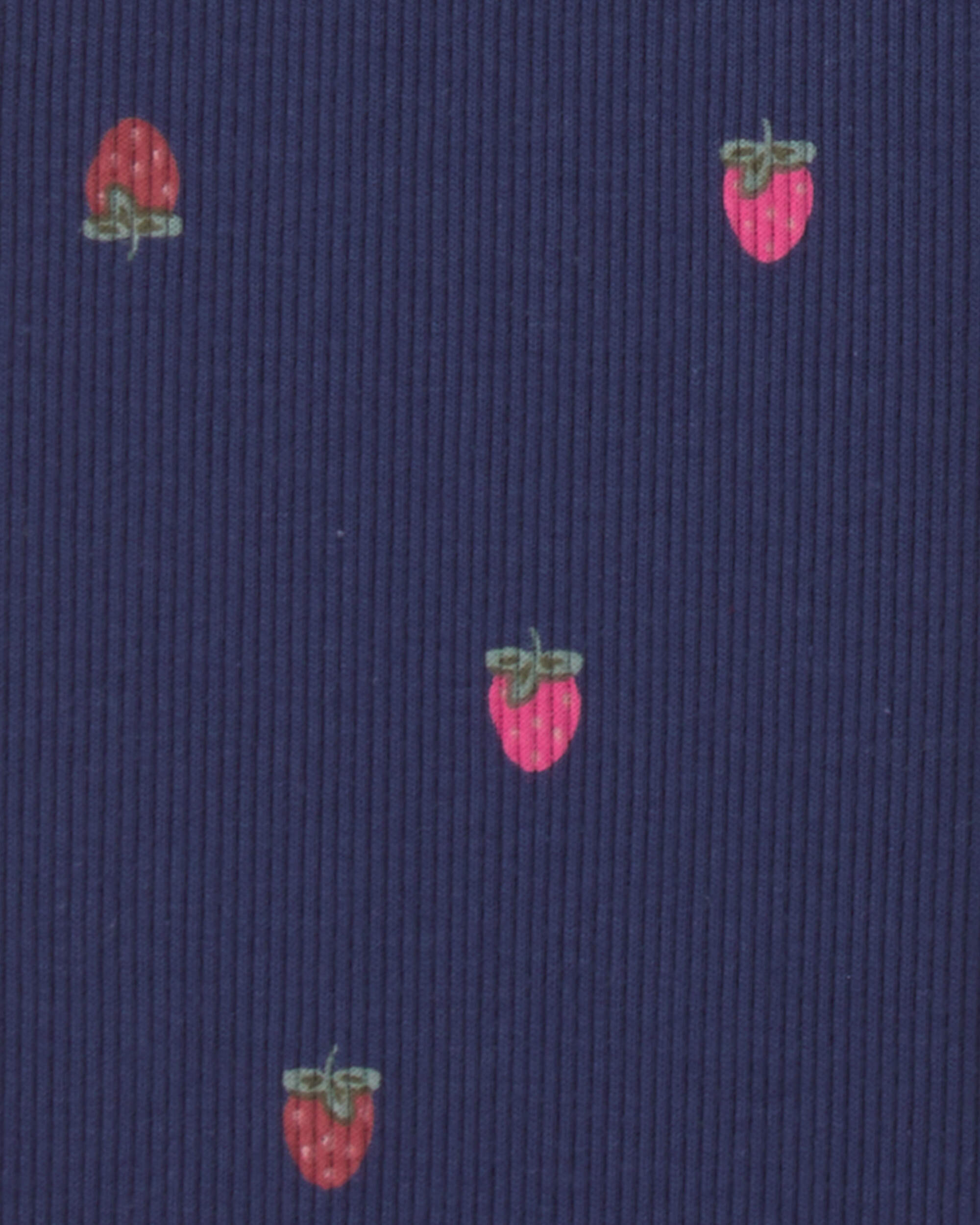 Toddler Girl 2-Piece 'Sweet & Kind' Strawberry Fleece Long-Sleeve Top Pant Set - Navy Blue