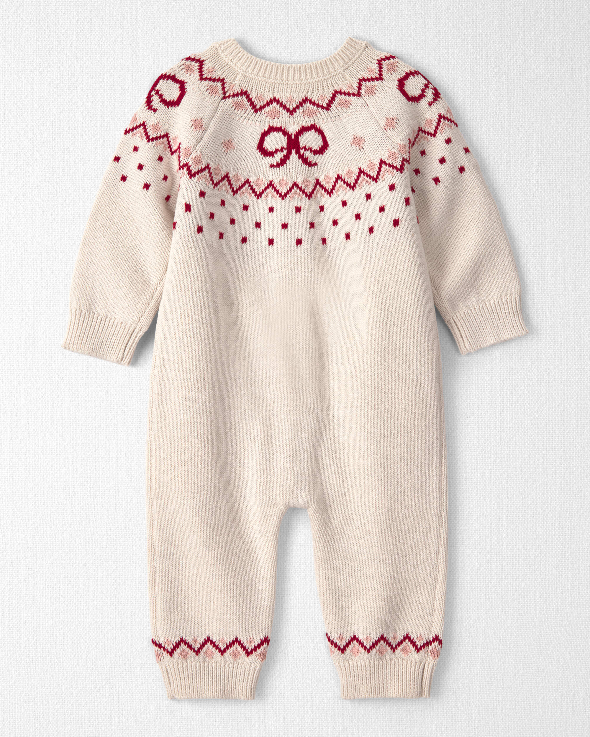 Baby Girl Organic Cotton Fair Isle Sweater Knit Jumpsuit