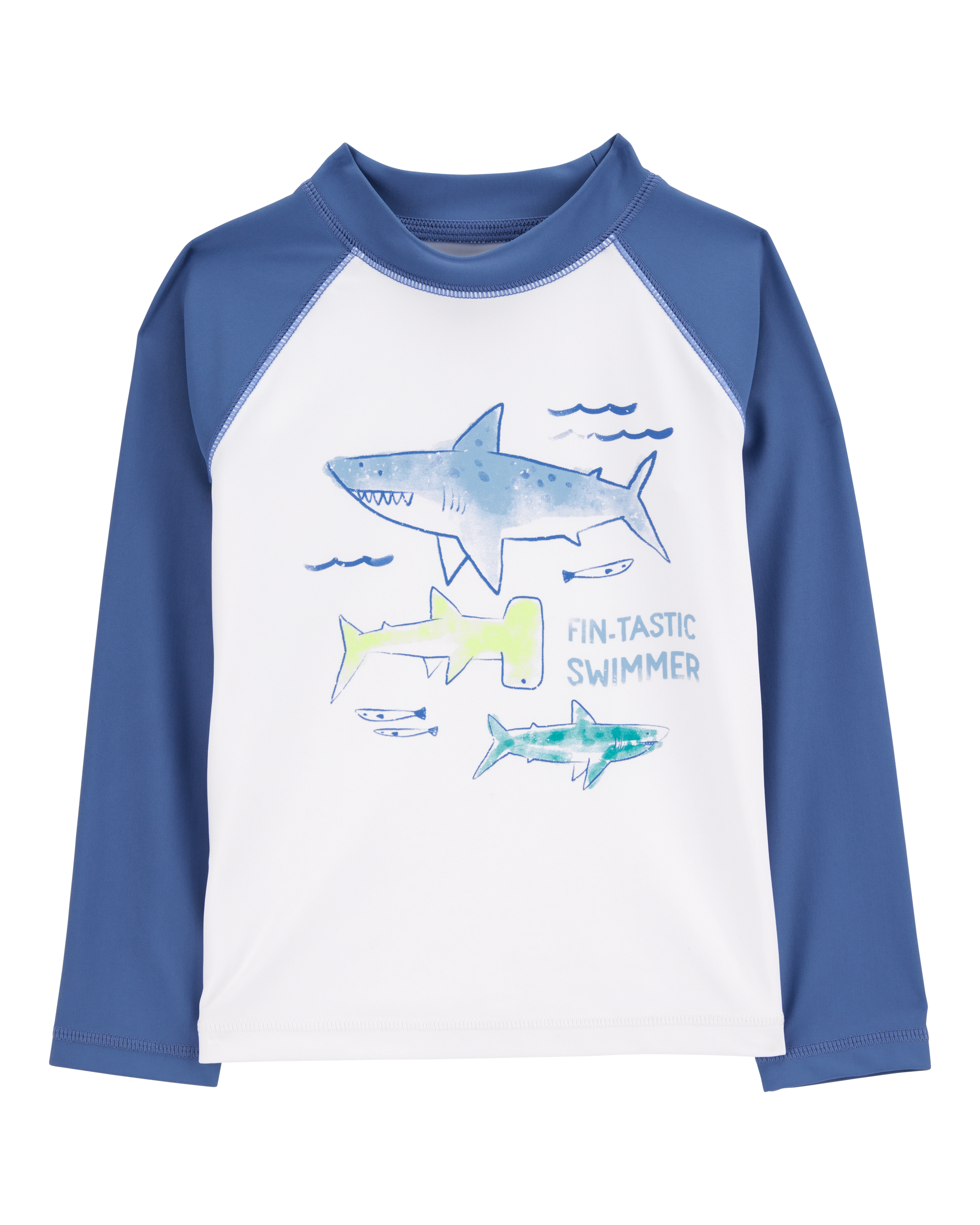 Toddler Shark Long Sleeve Rashguard - White