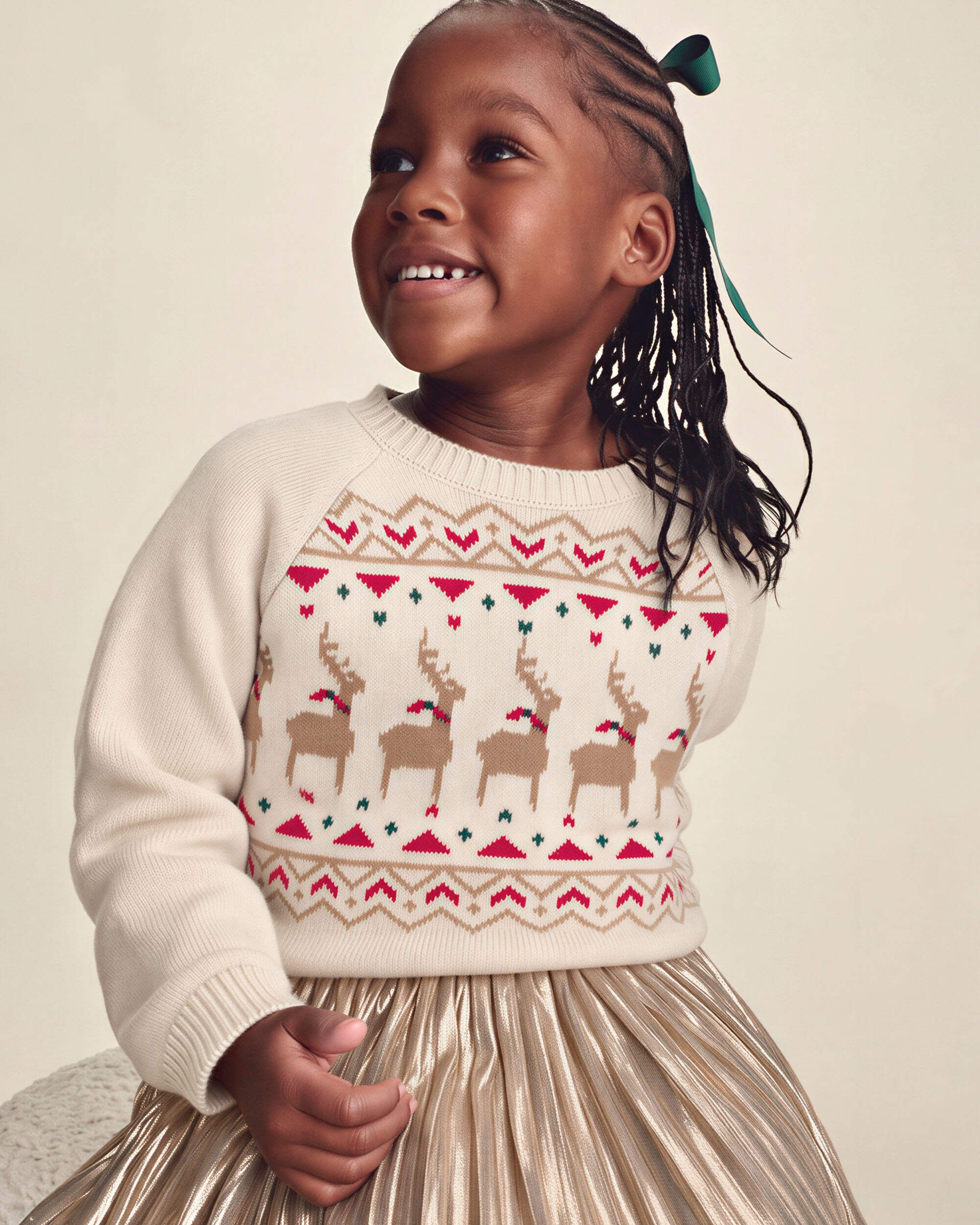 Girls Pleated Metallic Skirt - Gold