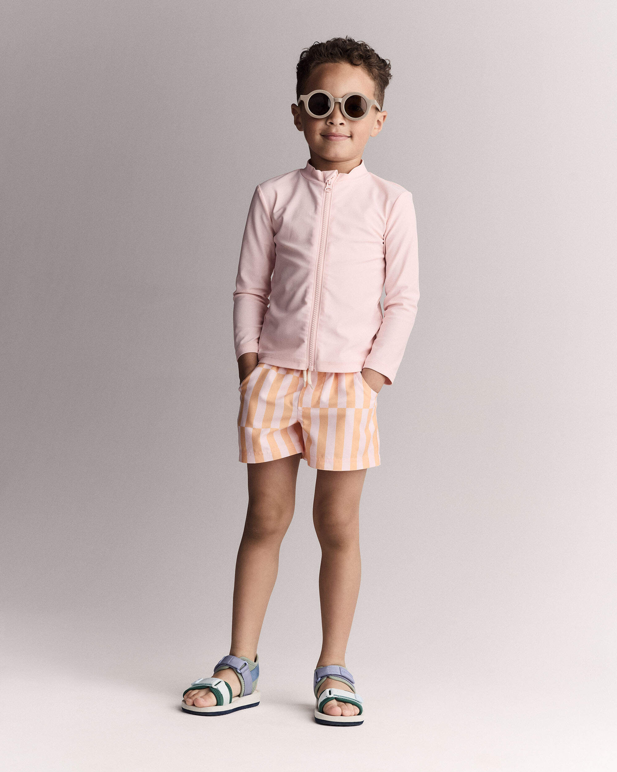 Toddler Full-Zip Long-Sleeve Rashguard - Blush