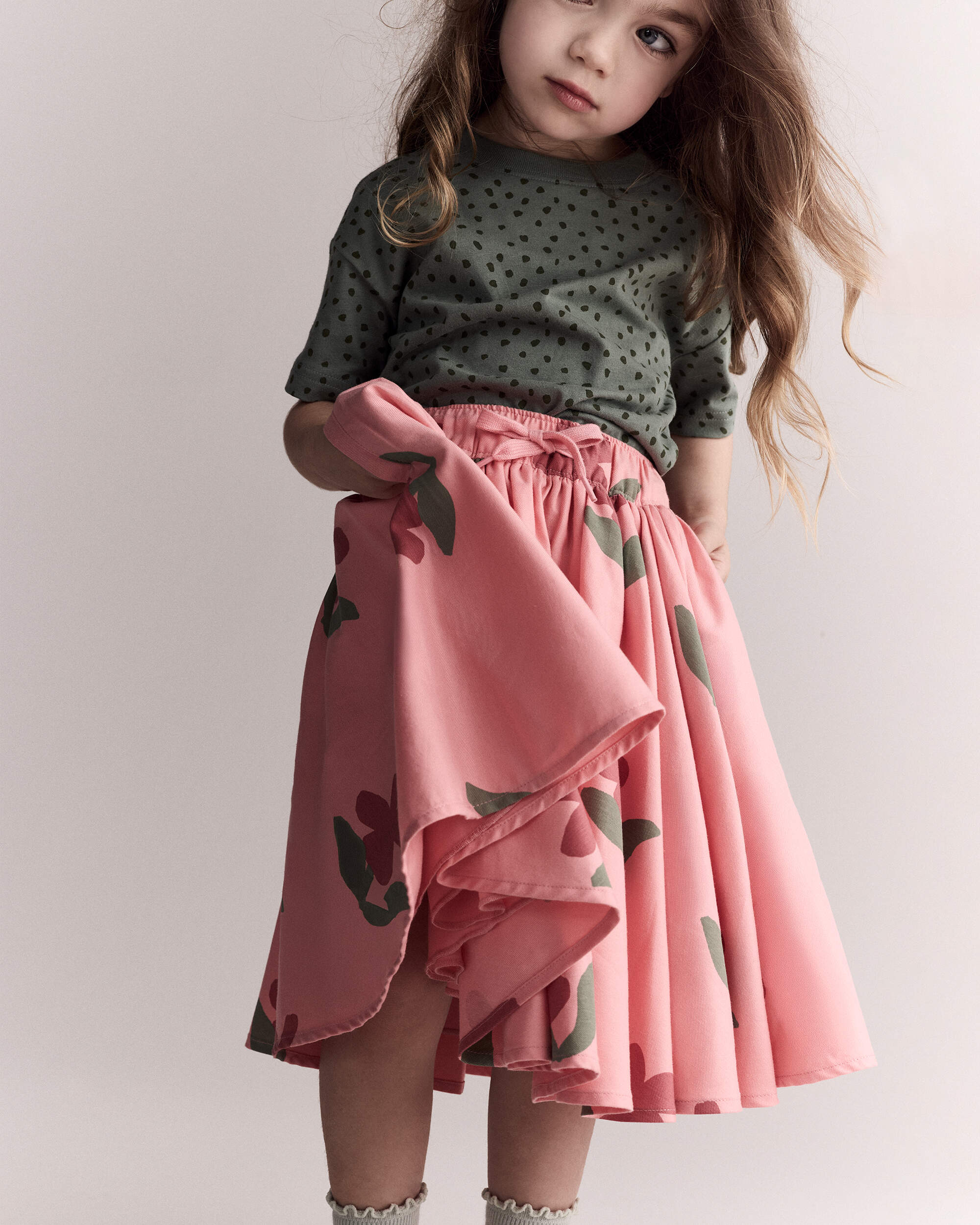 Toddler Girl Avenue Twirl™ Midi Floral Print - Light Pink
