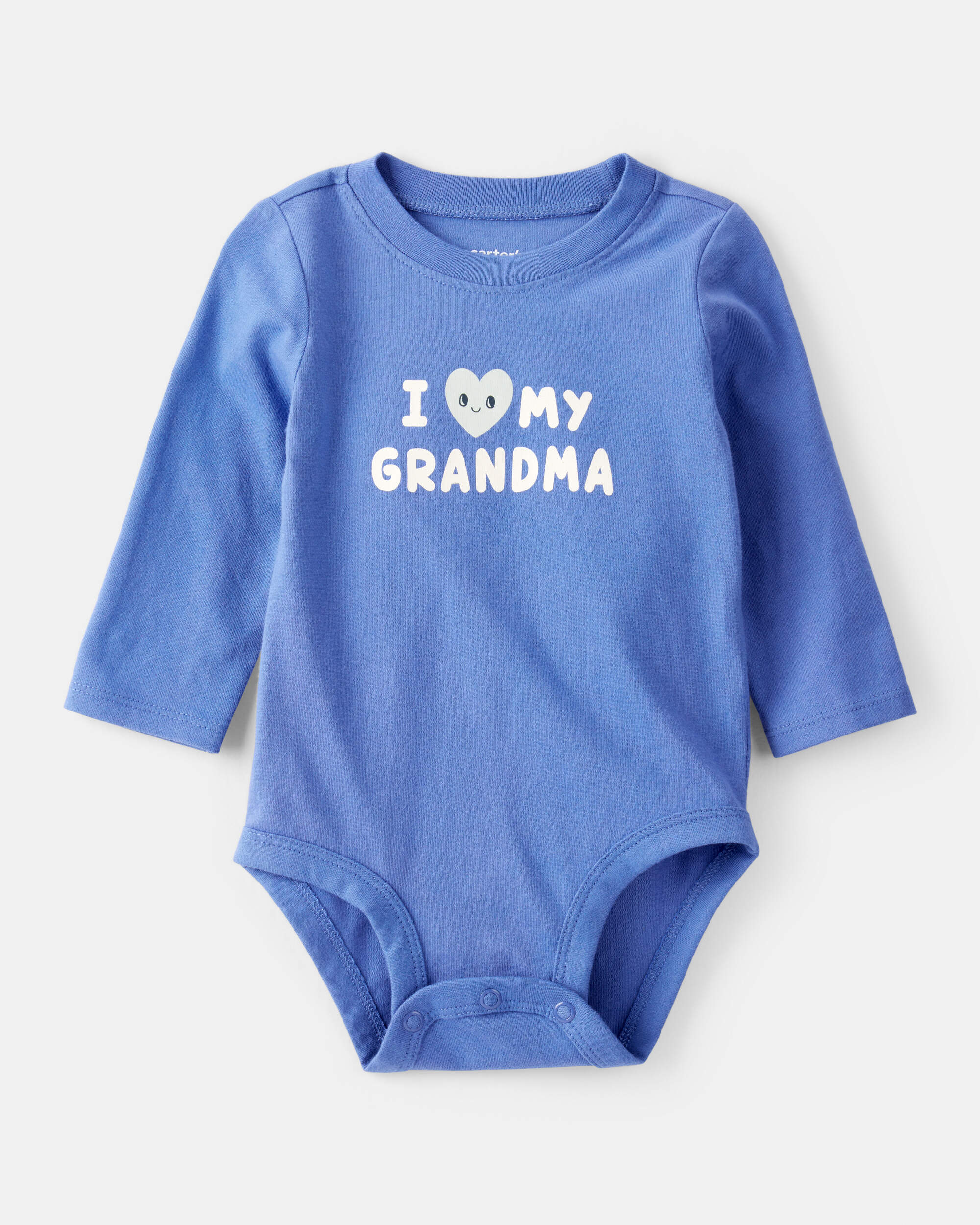Baby Boy I Love My Grandma Cotton Long-Sleeve Graphic Bodysuit - Blue