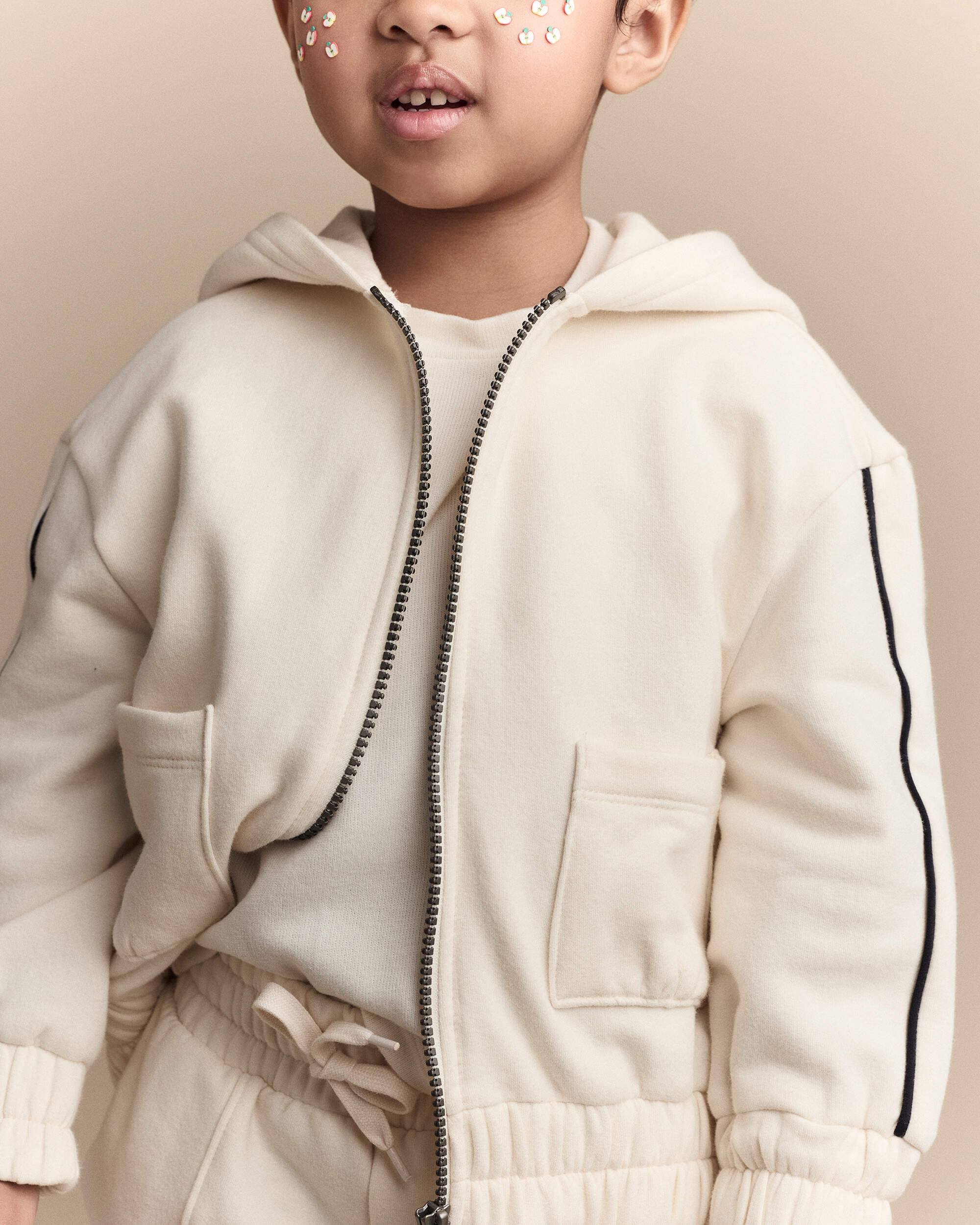 Toddler Girl Zip-Up Hoodie - Cream