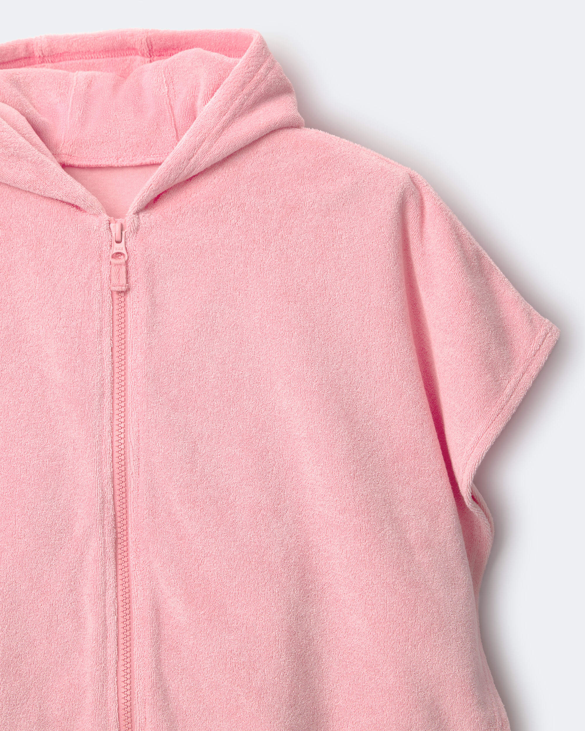 Toddler Girl French Terry Hooded Poncho Towel - Light Pink