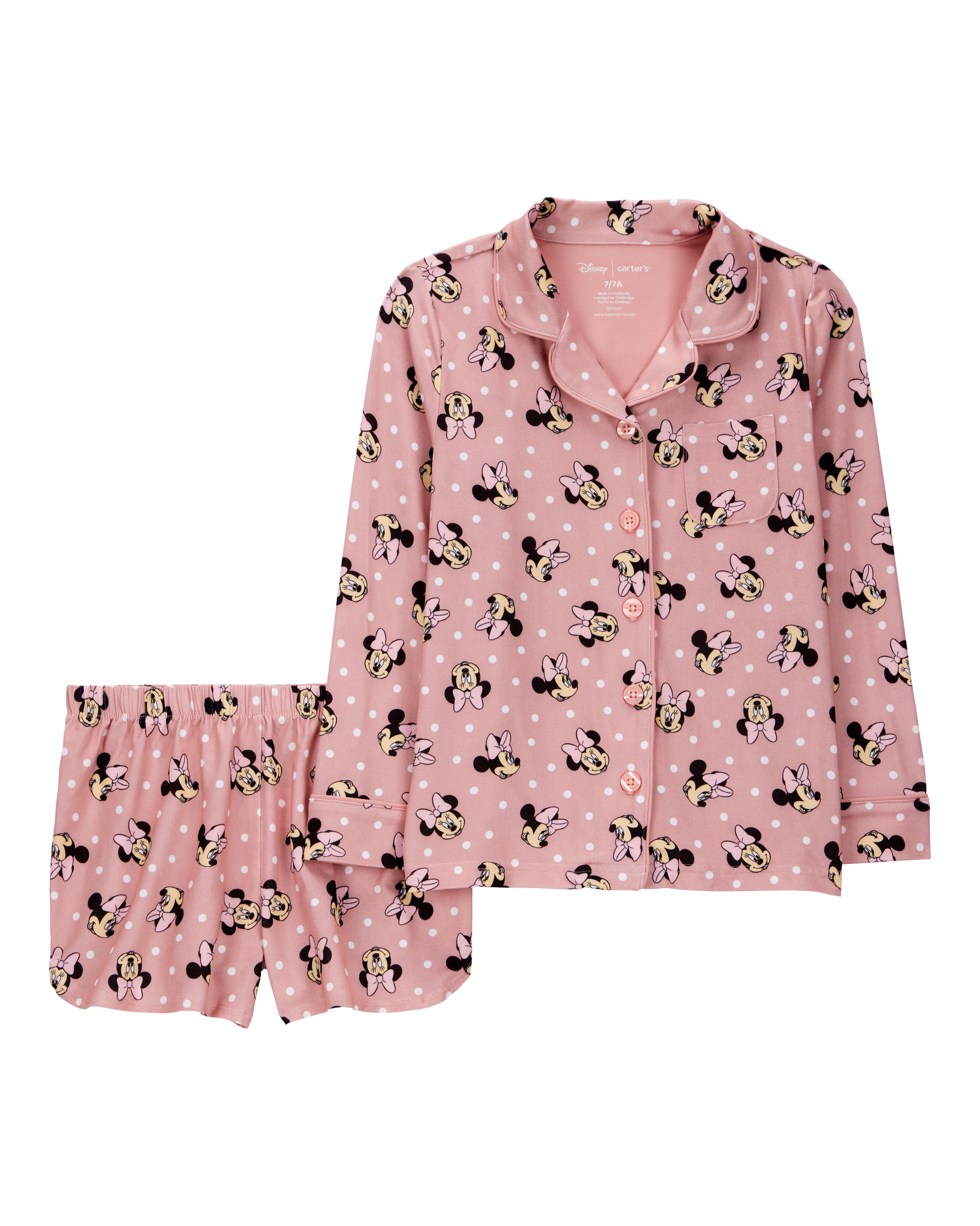 Kid Disney© Minnie Mouse Coat-Style Loose Fit 2-Piece Pyjamas - Pink