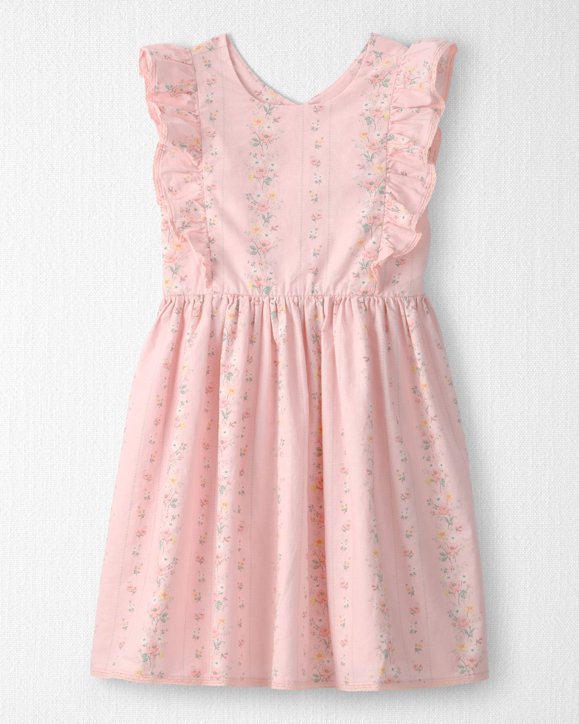 Girls Ruffle Dress Made with Organic Cotton Spring Garden Print