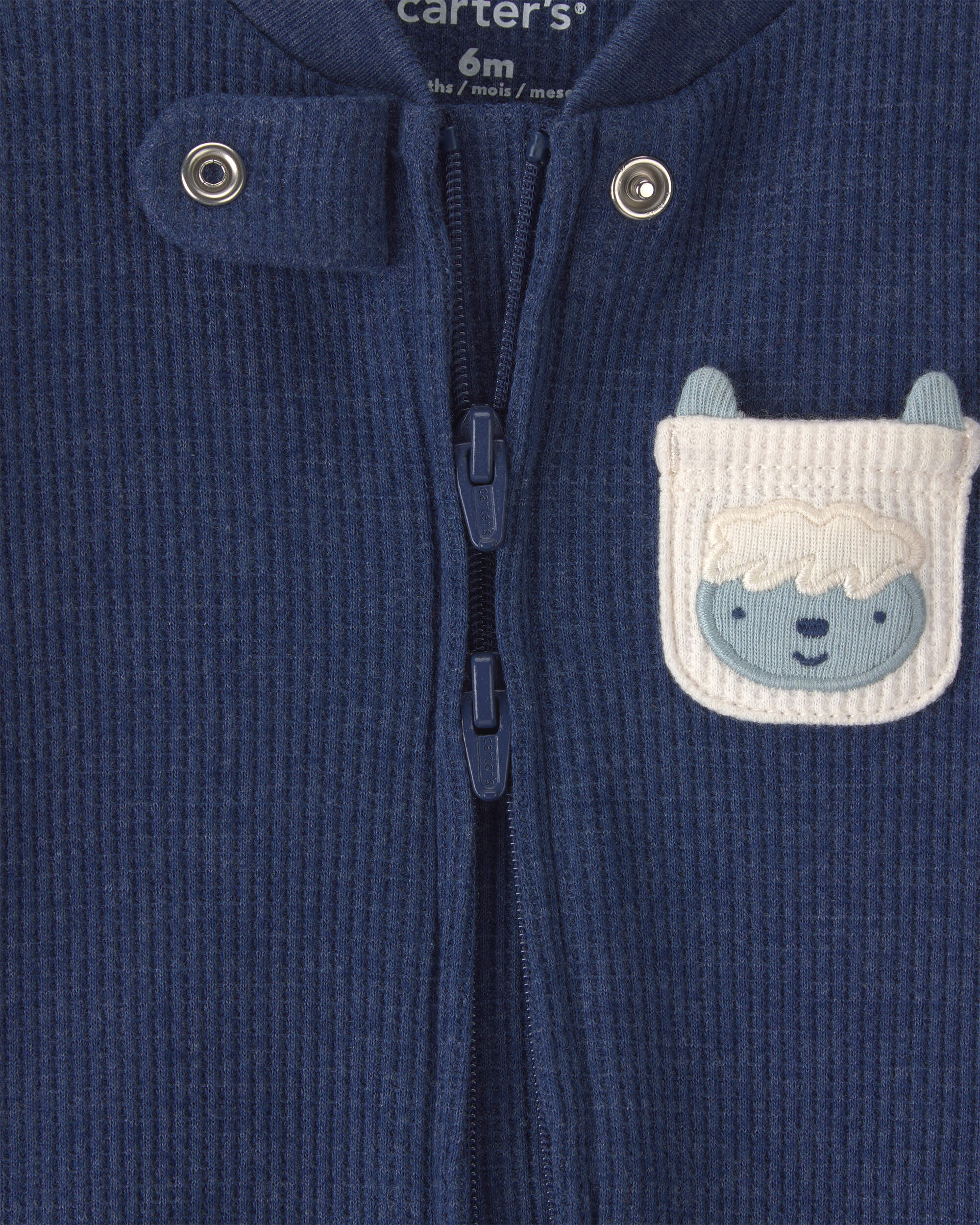 Baby Boy Yeti Cotton 2-Way Zip Thermal Sleeper - Navy