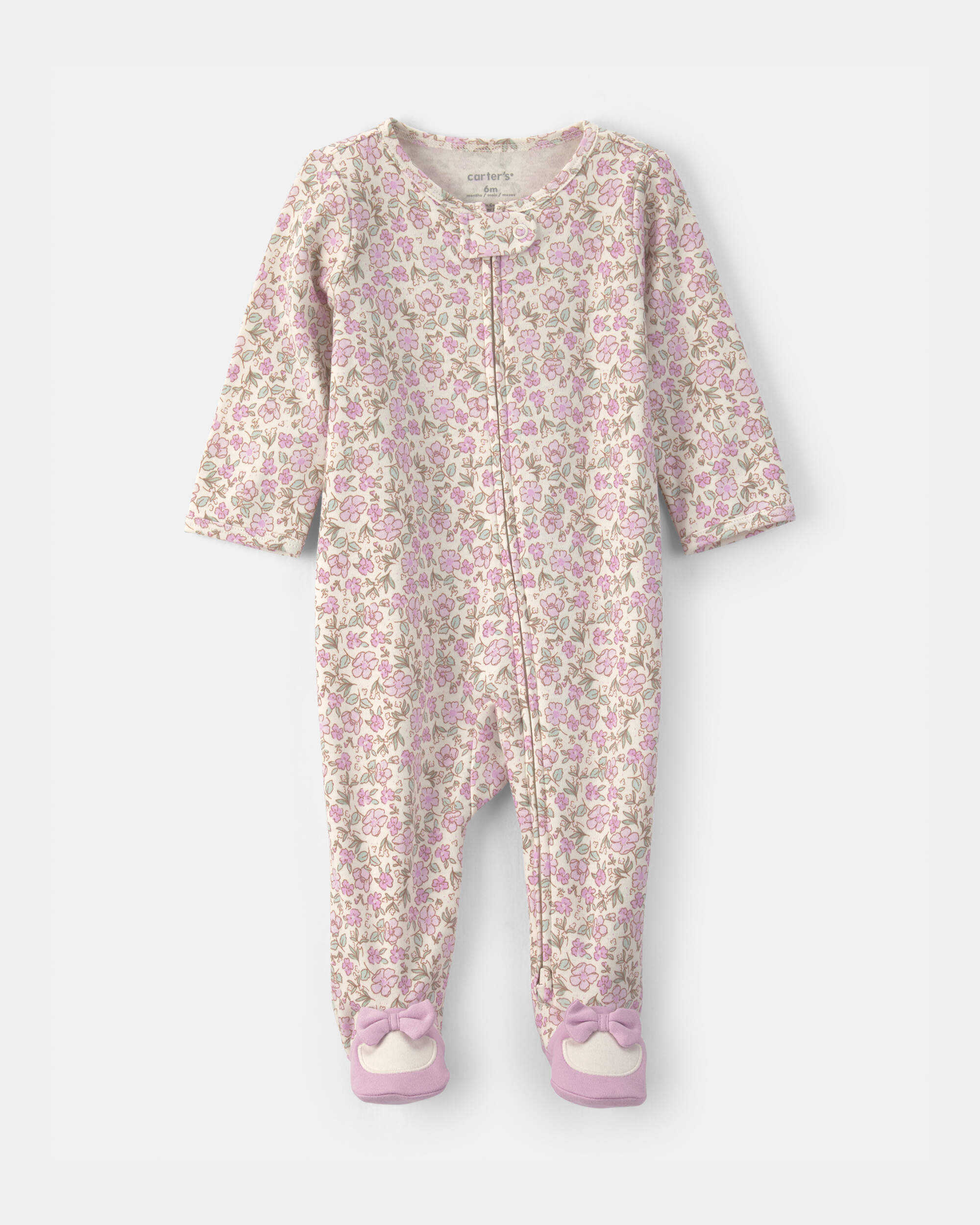 Baby Girl Floral Snug Fit Sleeper - Pink/Ivory