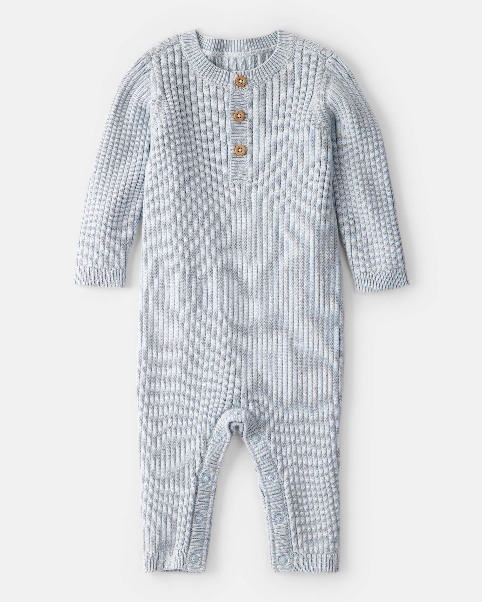Baby Boy Ribbed Cotton Jumpsuit - Blue
