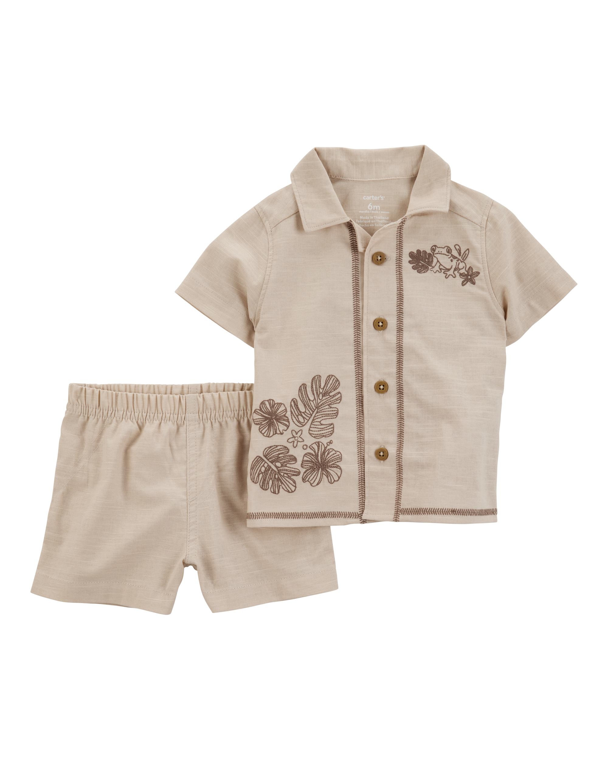 Baby 2-Piece Button-Down Shirt & Short Set