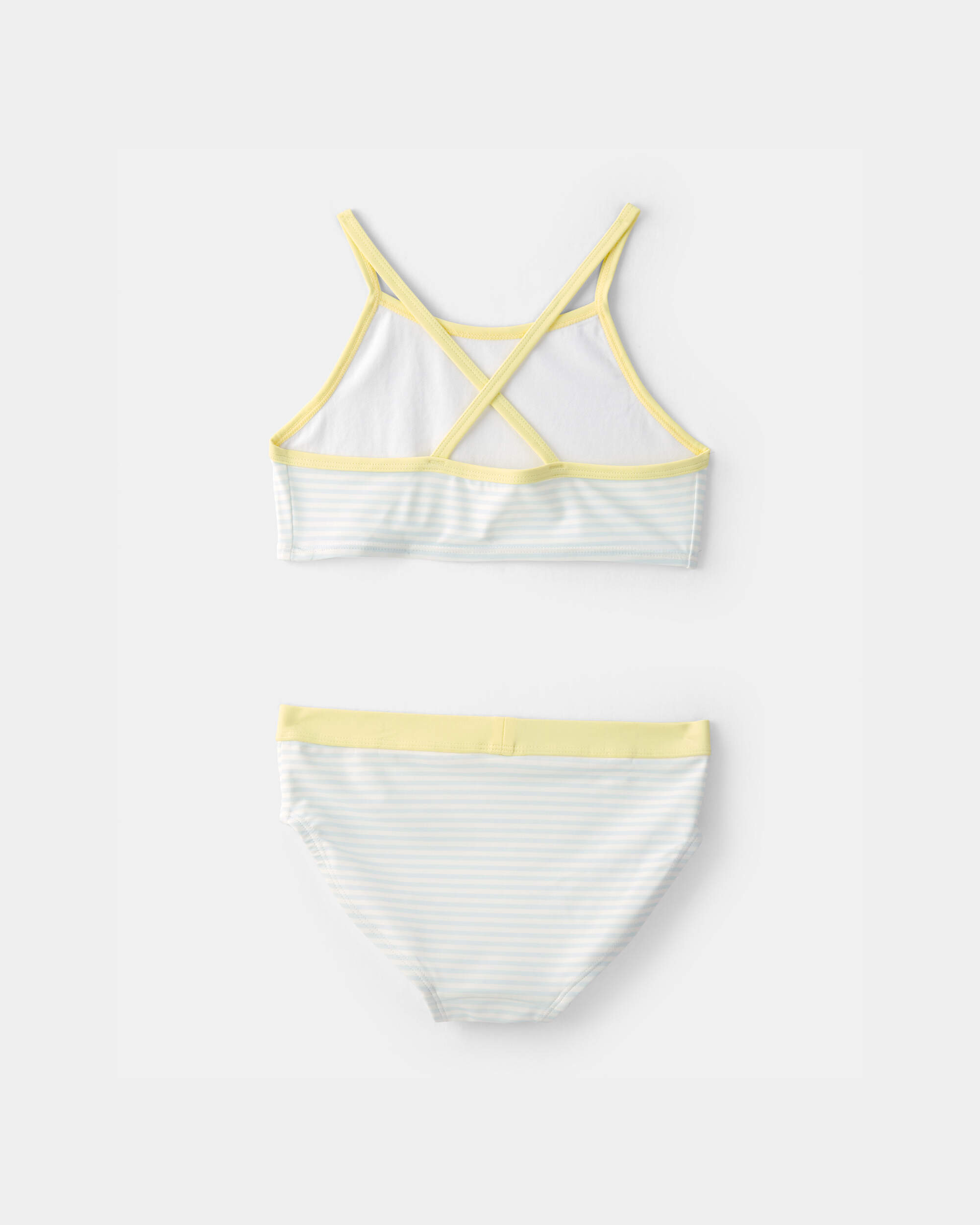 Girls 3-Piece Lemon Striped Rashguard Swimsuit Set - Blue