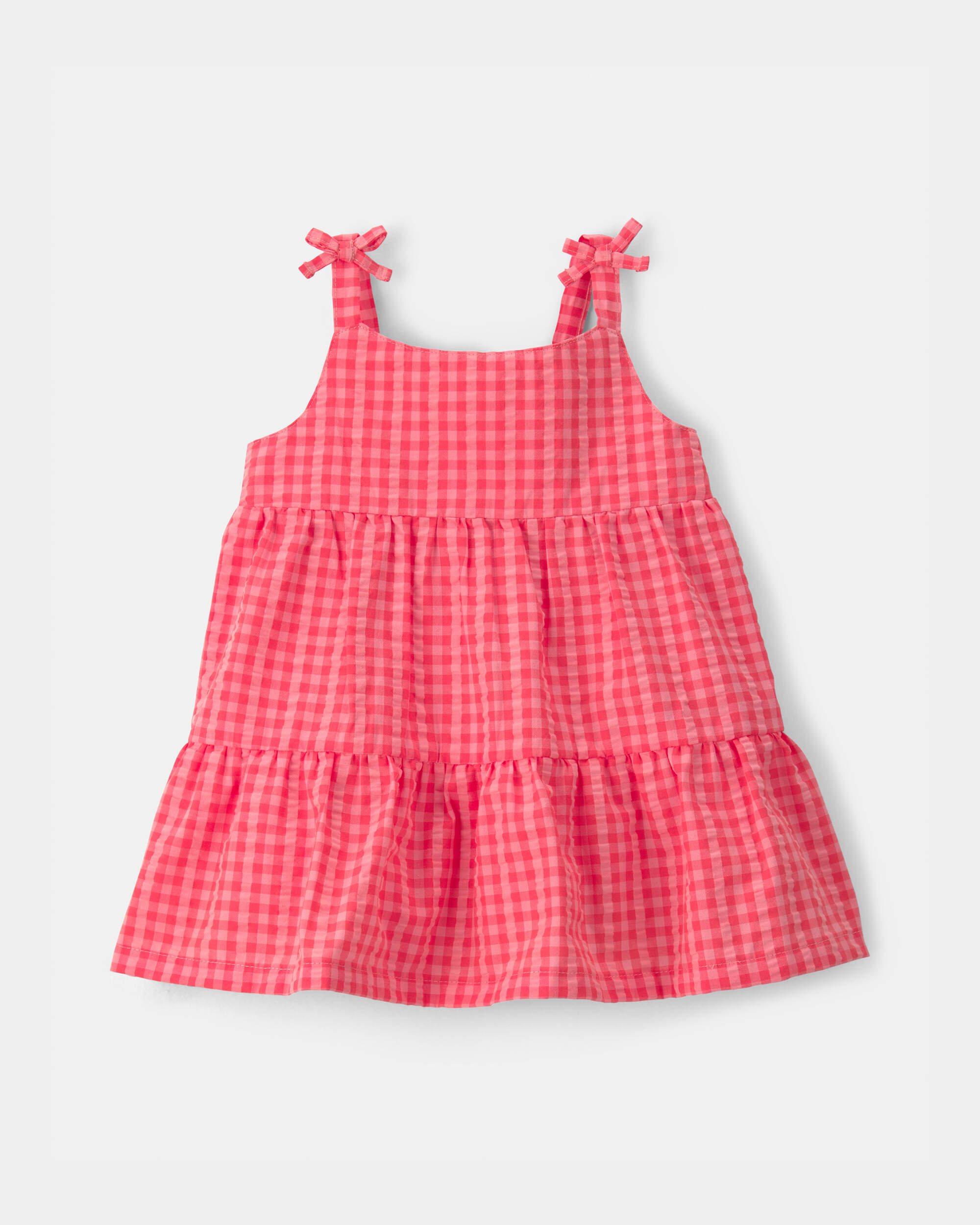 Baby Girl Gingham Sleeveless Dress - Pink