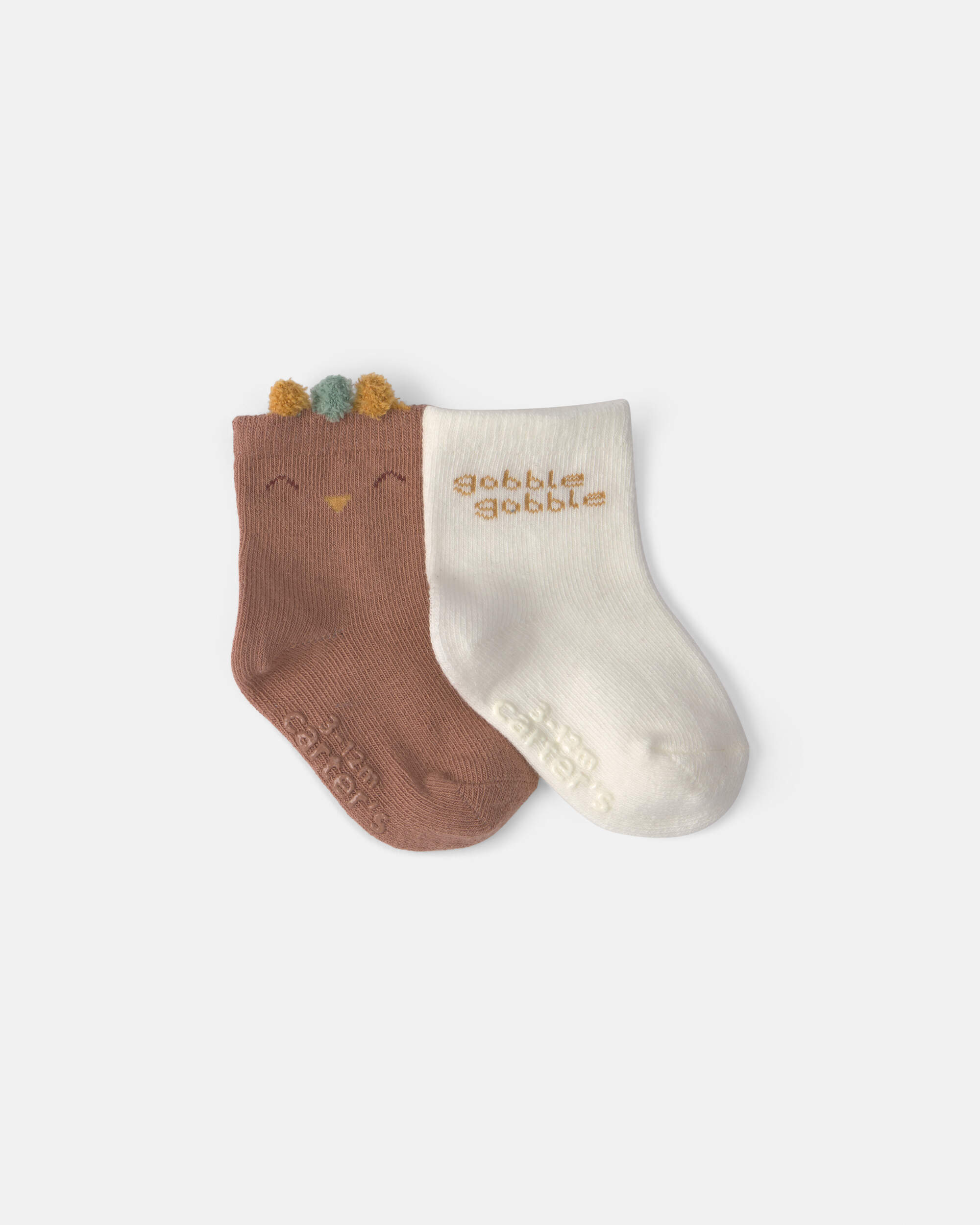 Baby 2-Pack Thanksgiving Turkey Booties - Brown/White