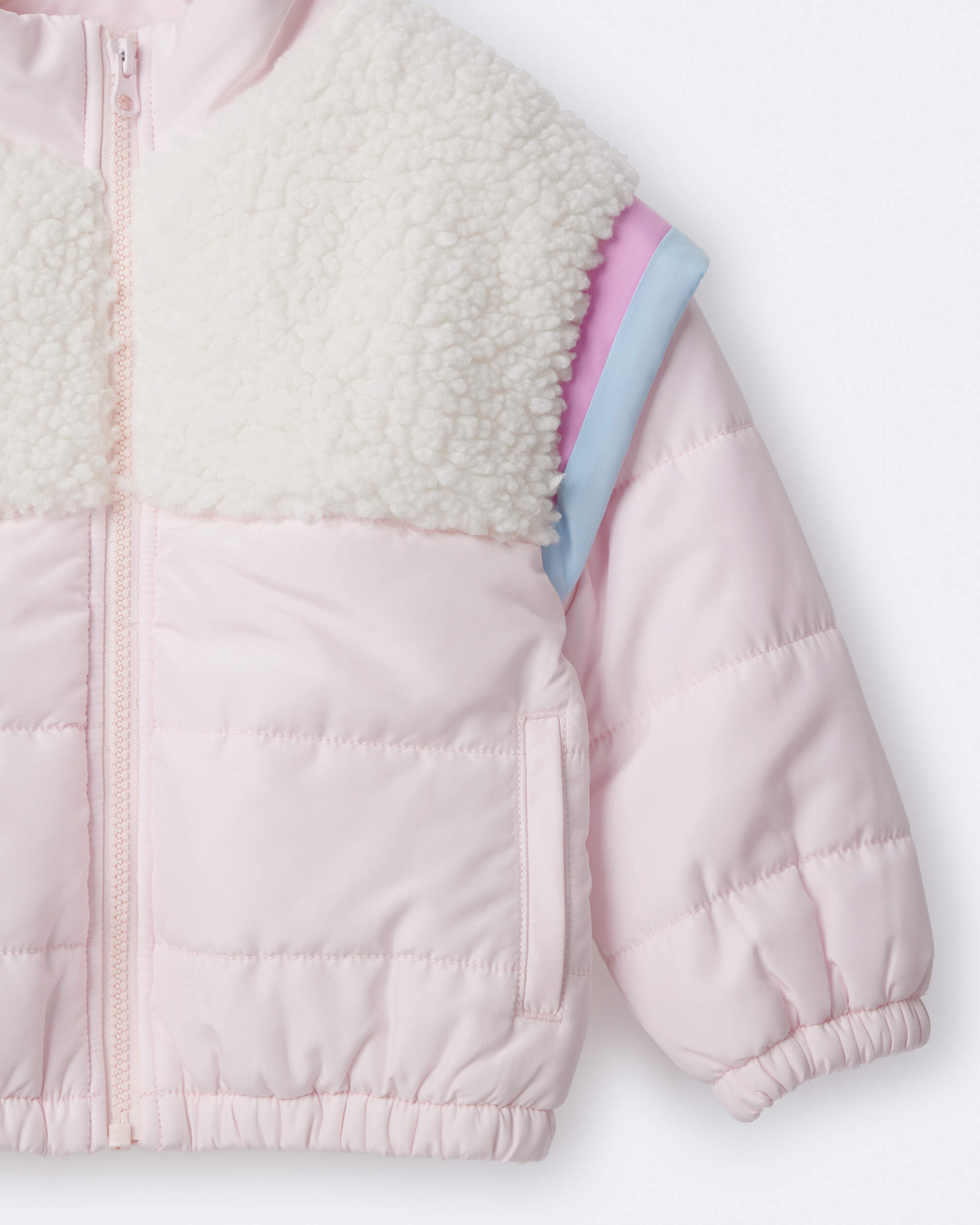 Toddler Girl Colourblock Zip-Up Jacket - Light Pink/Cream