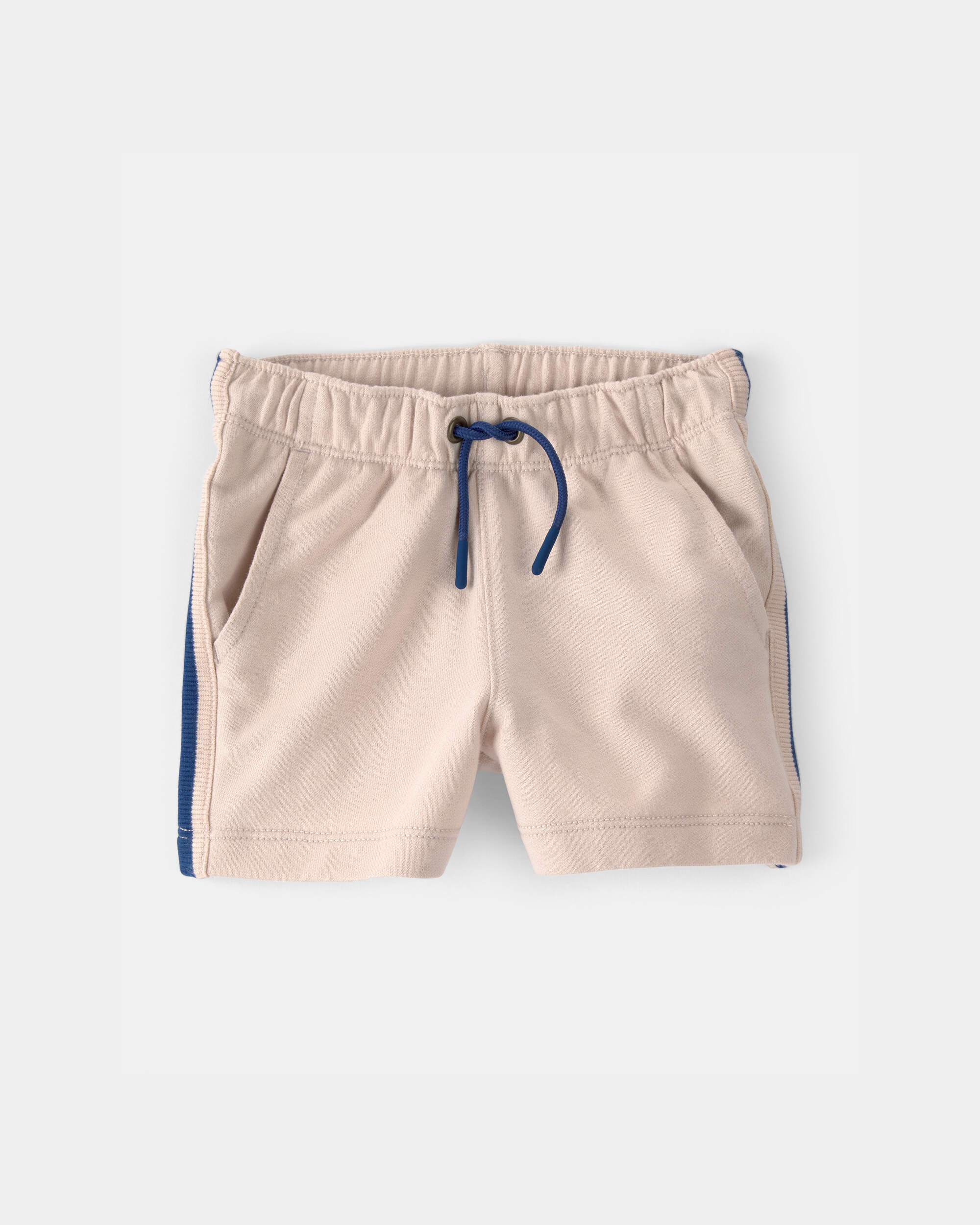 Baby Boy Striped French Terry Shorts - Khaki/Blue