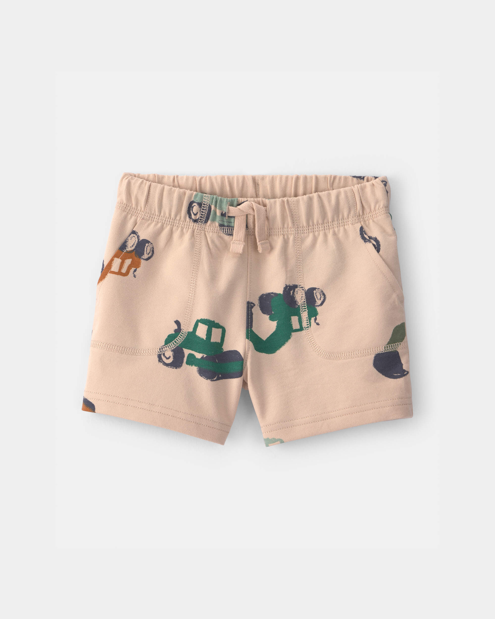 Toddler Boy Construction French Terry Shorts - Tan