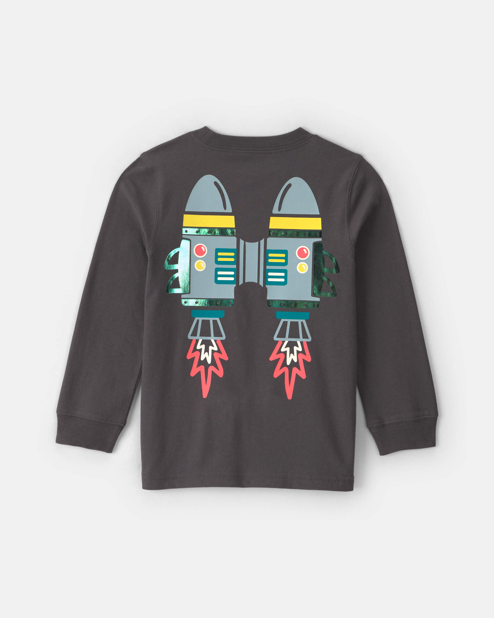 Toddler Boy Dino Jet Pack Long-Sleeve Graphic Tee - Grey