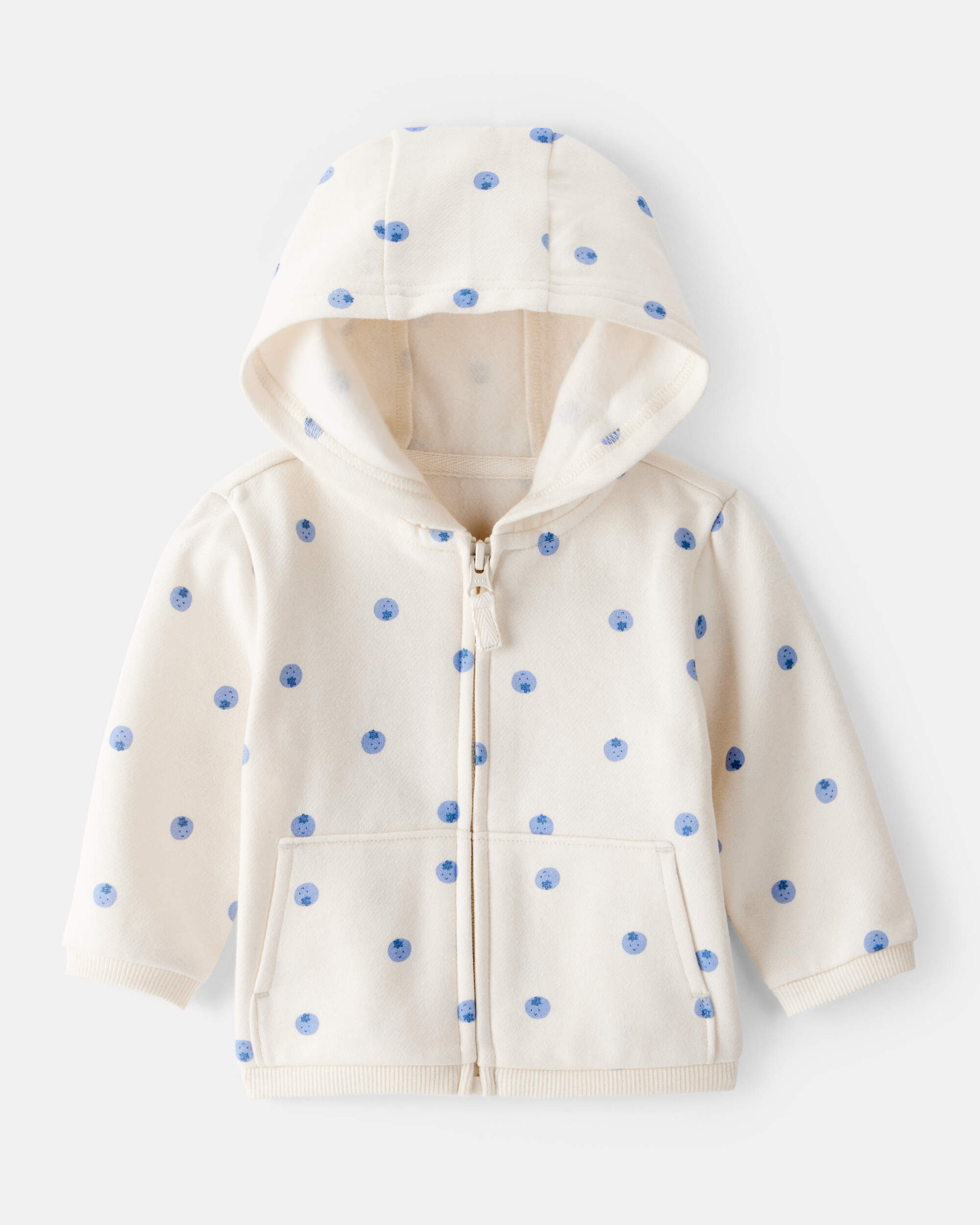 Baby Girl Blueberry Print Long-Sleeve Hoodie - White