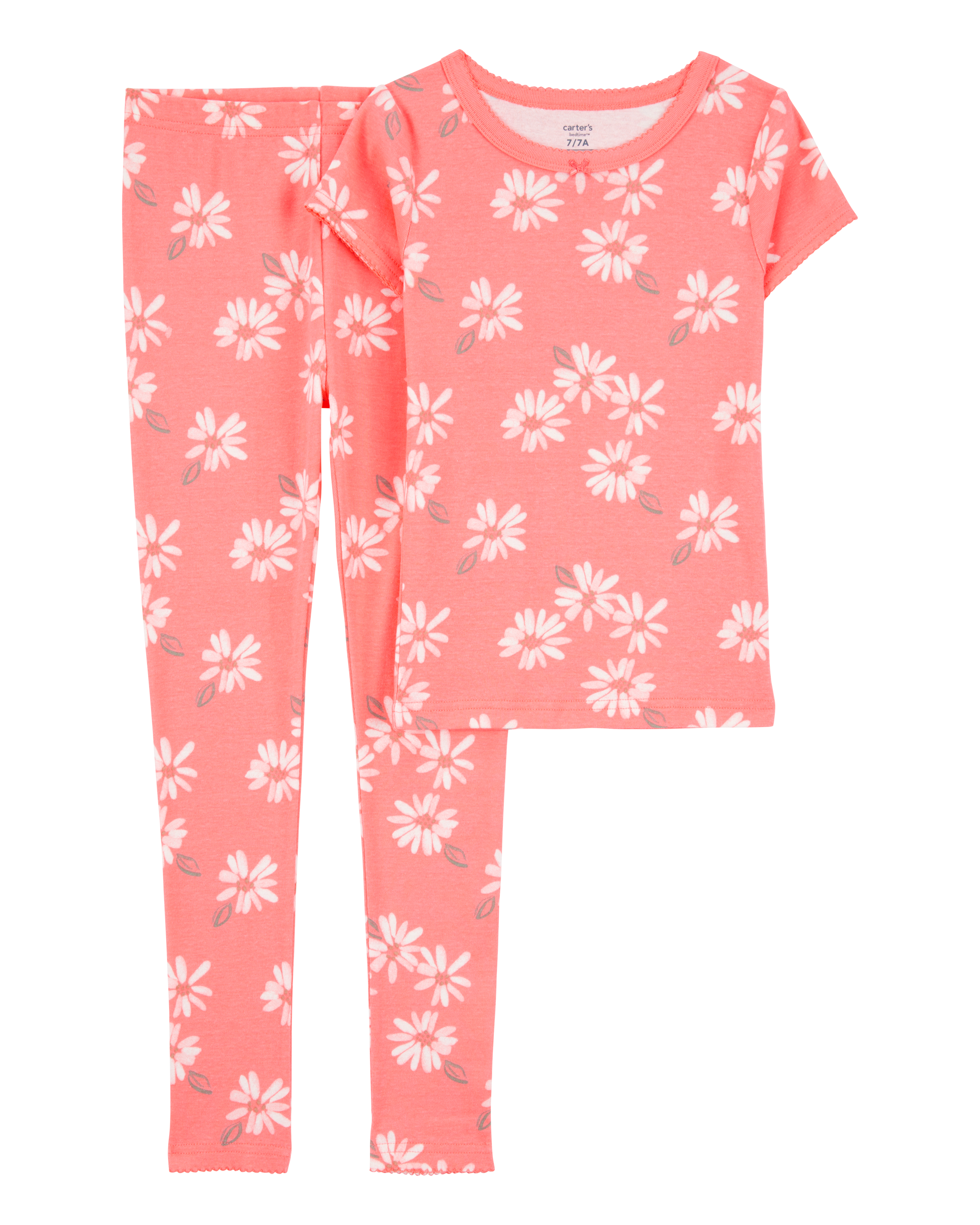 Girls 2-Piece Floral Print 100% Snug Fit Cotton Pyjamas