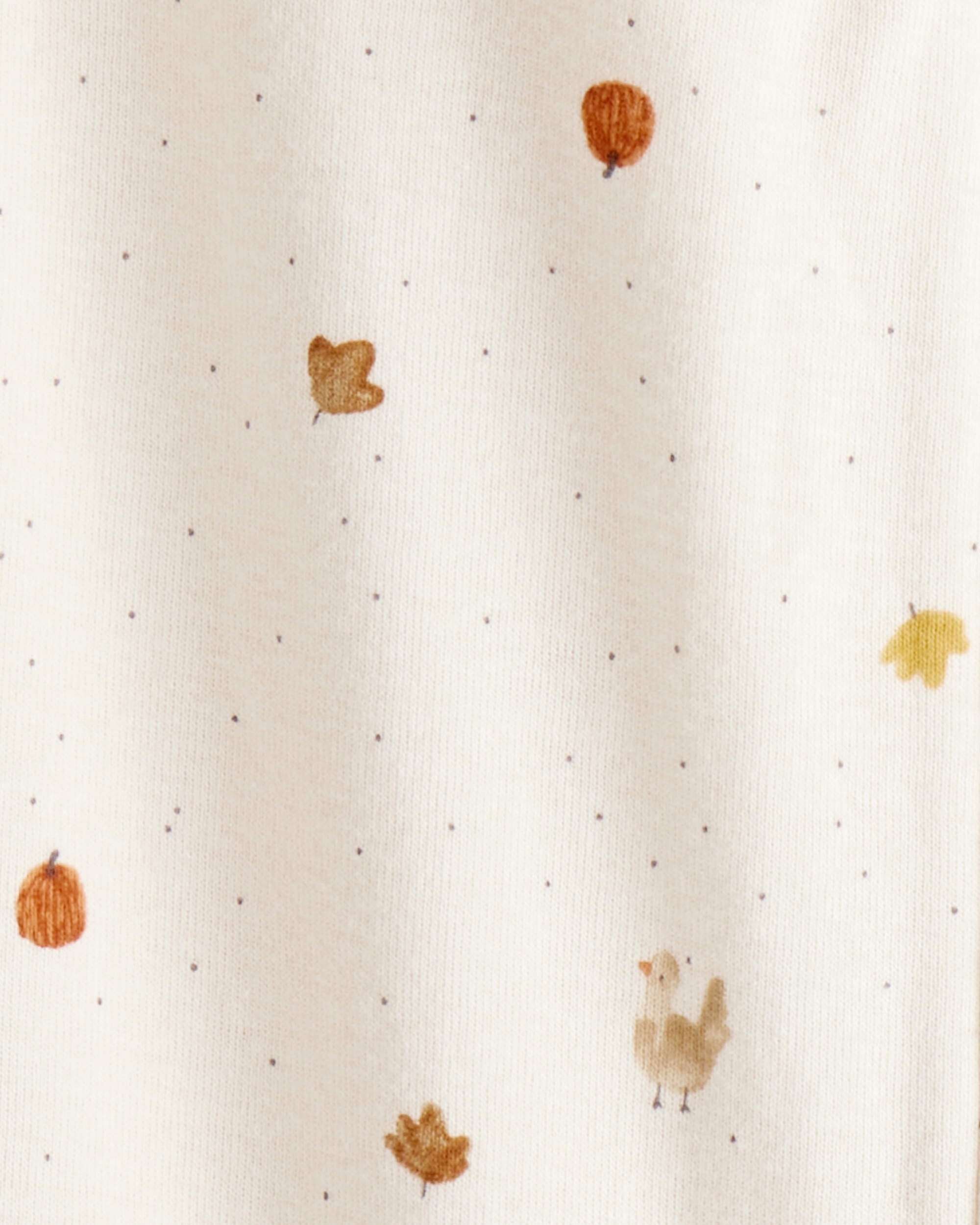Toddler Thanksgiving Print 100% Cotton Long-Sleeve 2-Way Zip Footed 1-Piece Pyjamas - White