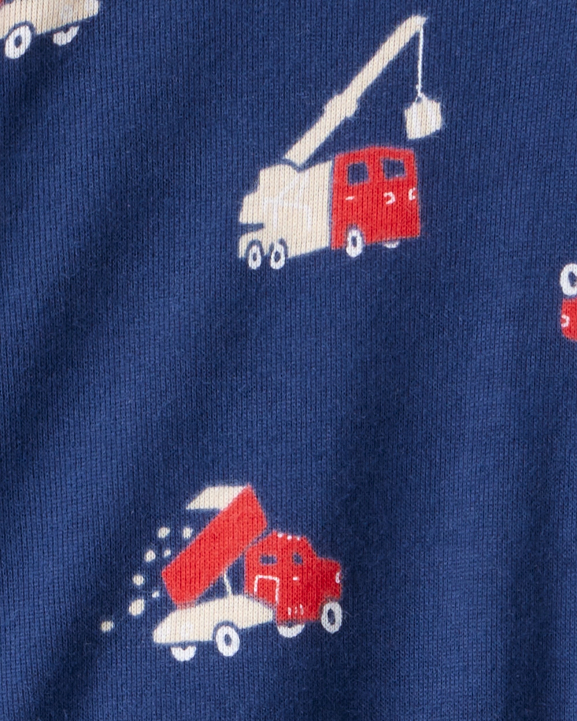 Toddler Boy Construction 100% Cotton Snug Fit Footie 1-Piece Pyjamas - Navy