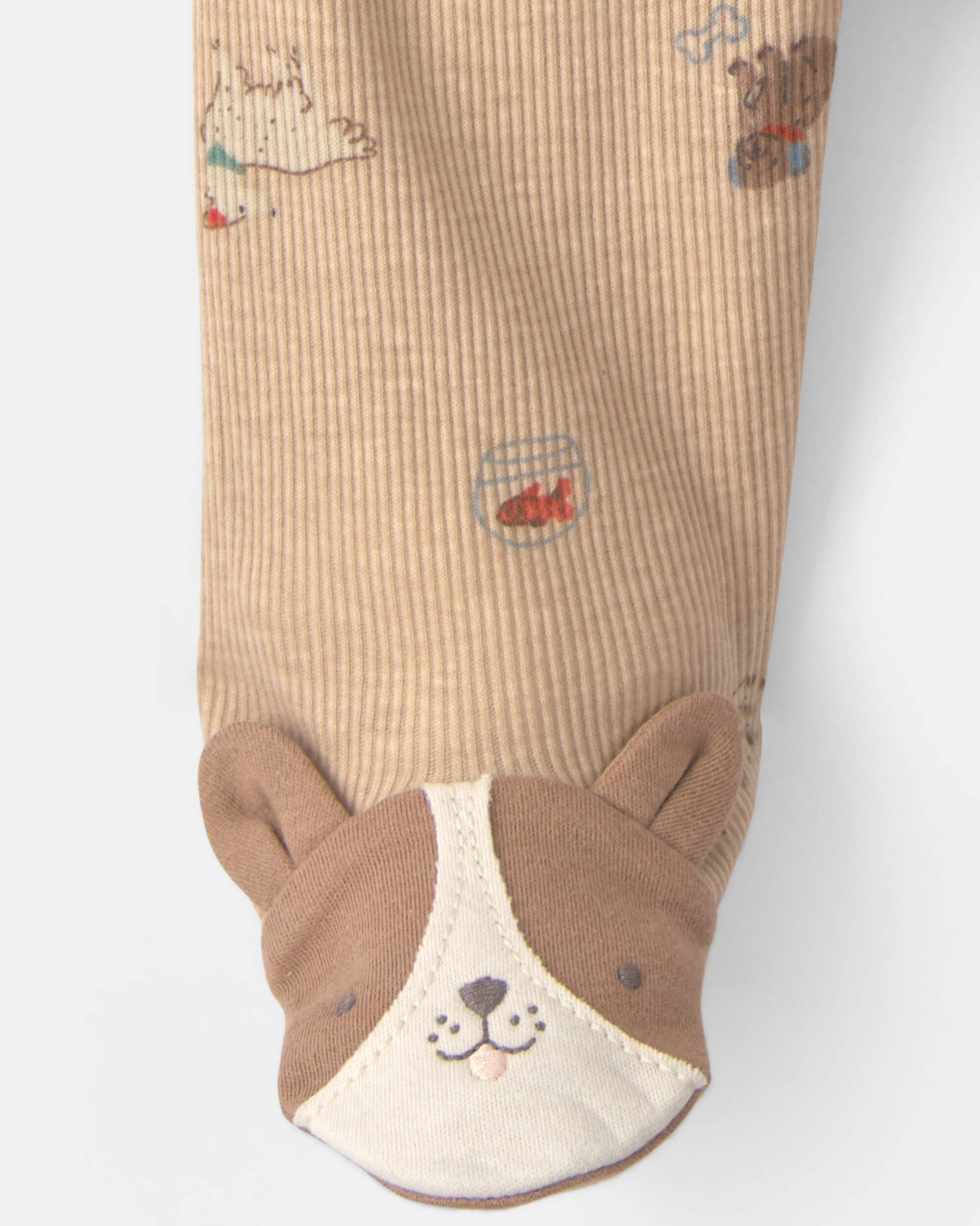 Baby Dog Cotton 2-Way Zip Sleeper - Brown