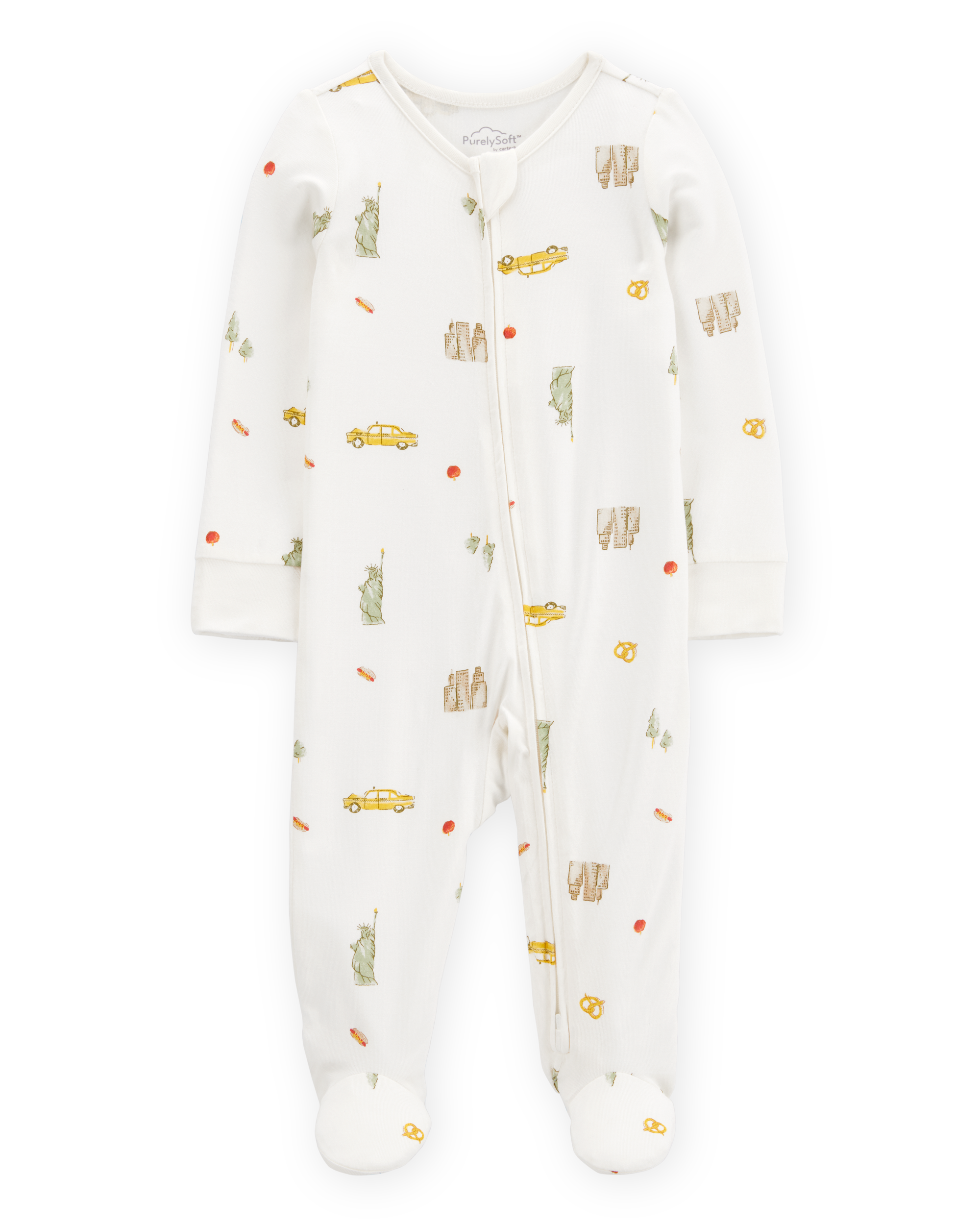 Baby New York City Print 2-Way Zip PurelySoft Sleeper Pyjamas - Ivory