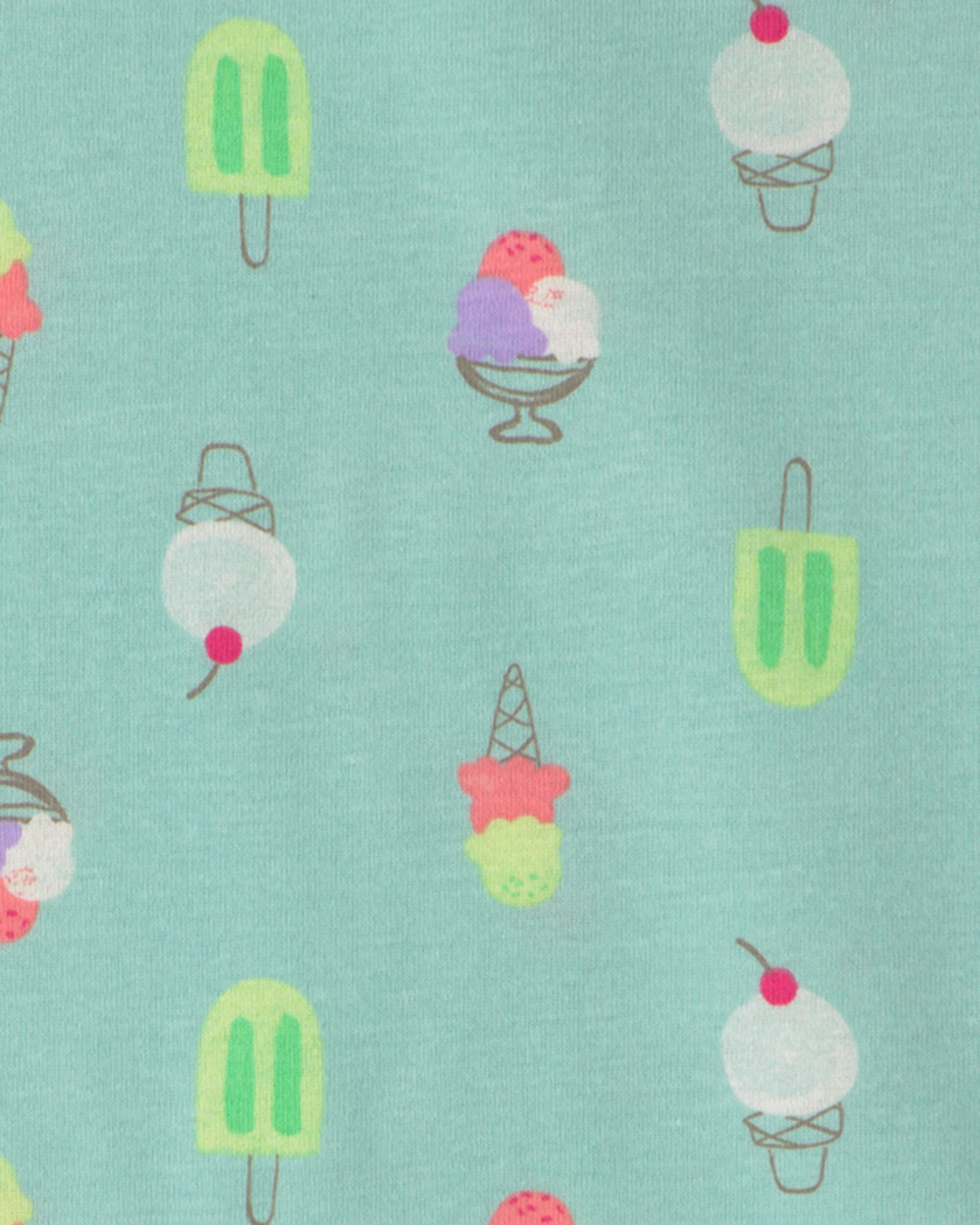 Girls Sweet Squad' Popsicle 100% Cotton 4-Piece Pyjama Set - Blue/Green