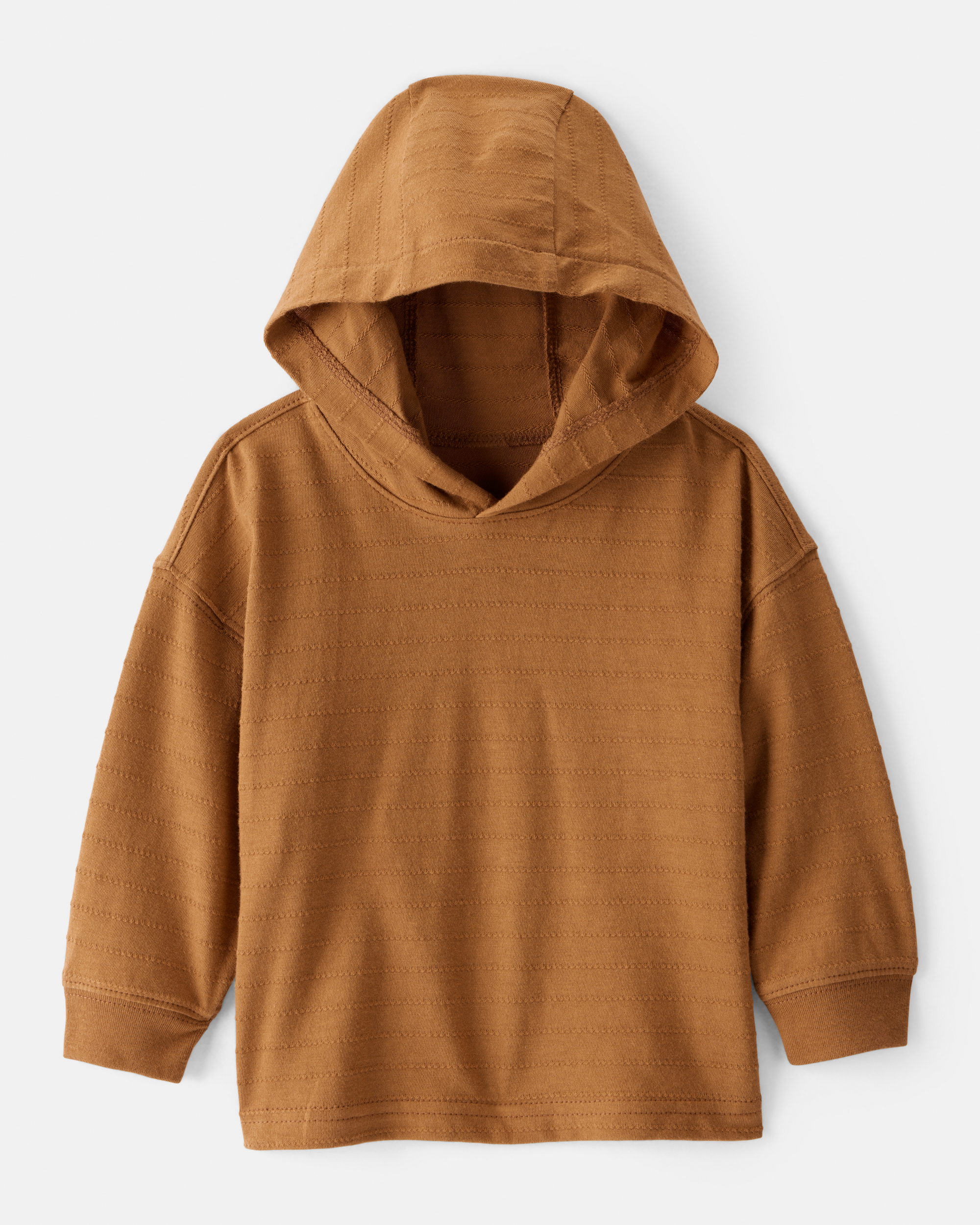 Baby Boy Cotton Long-Sleeve Hooded Top - Brown