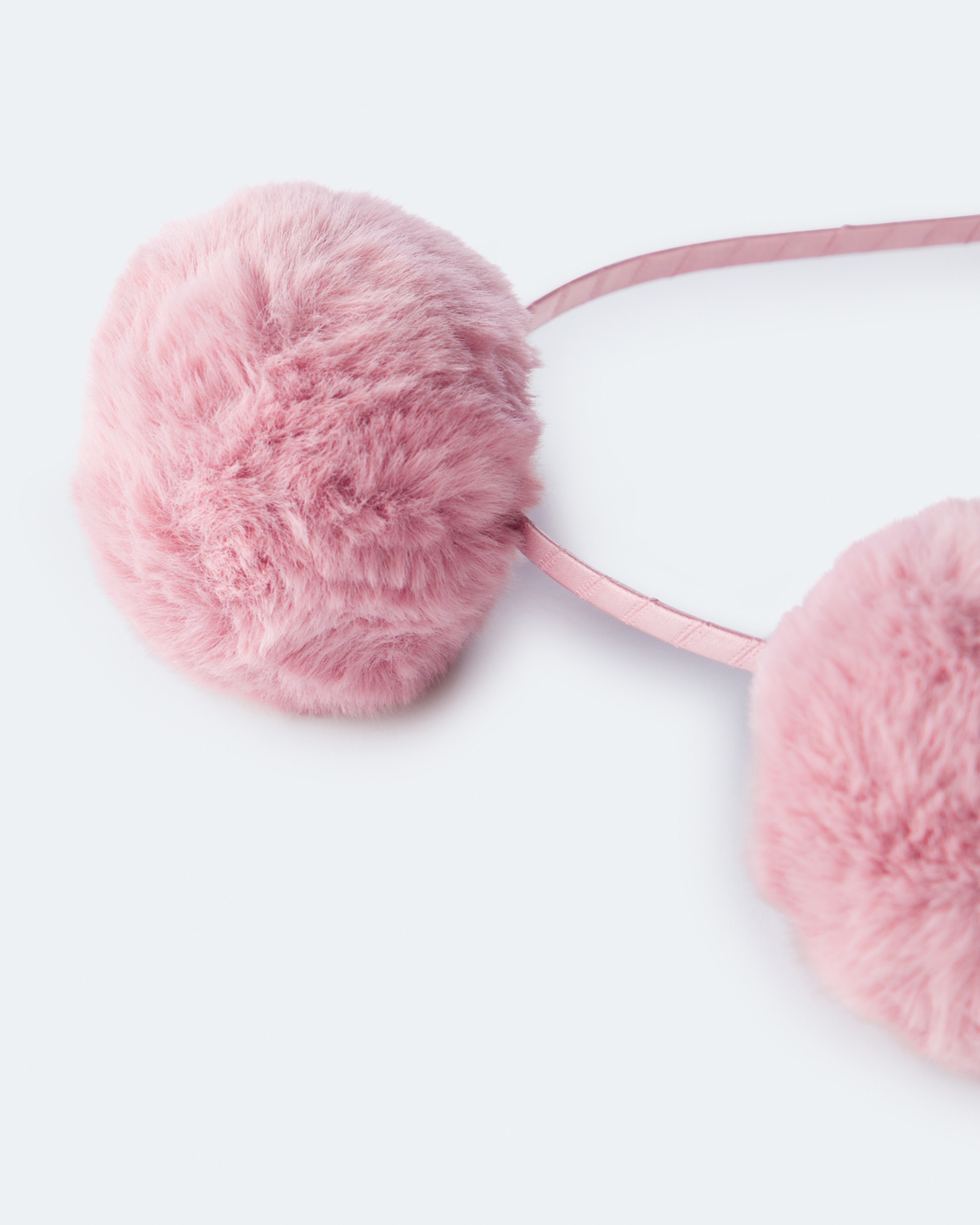 Toddler Girl Furry Pom Pom Headband - Rose