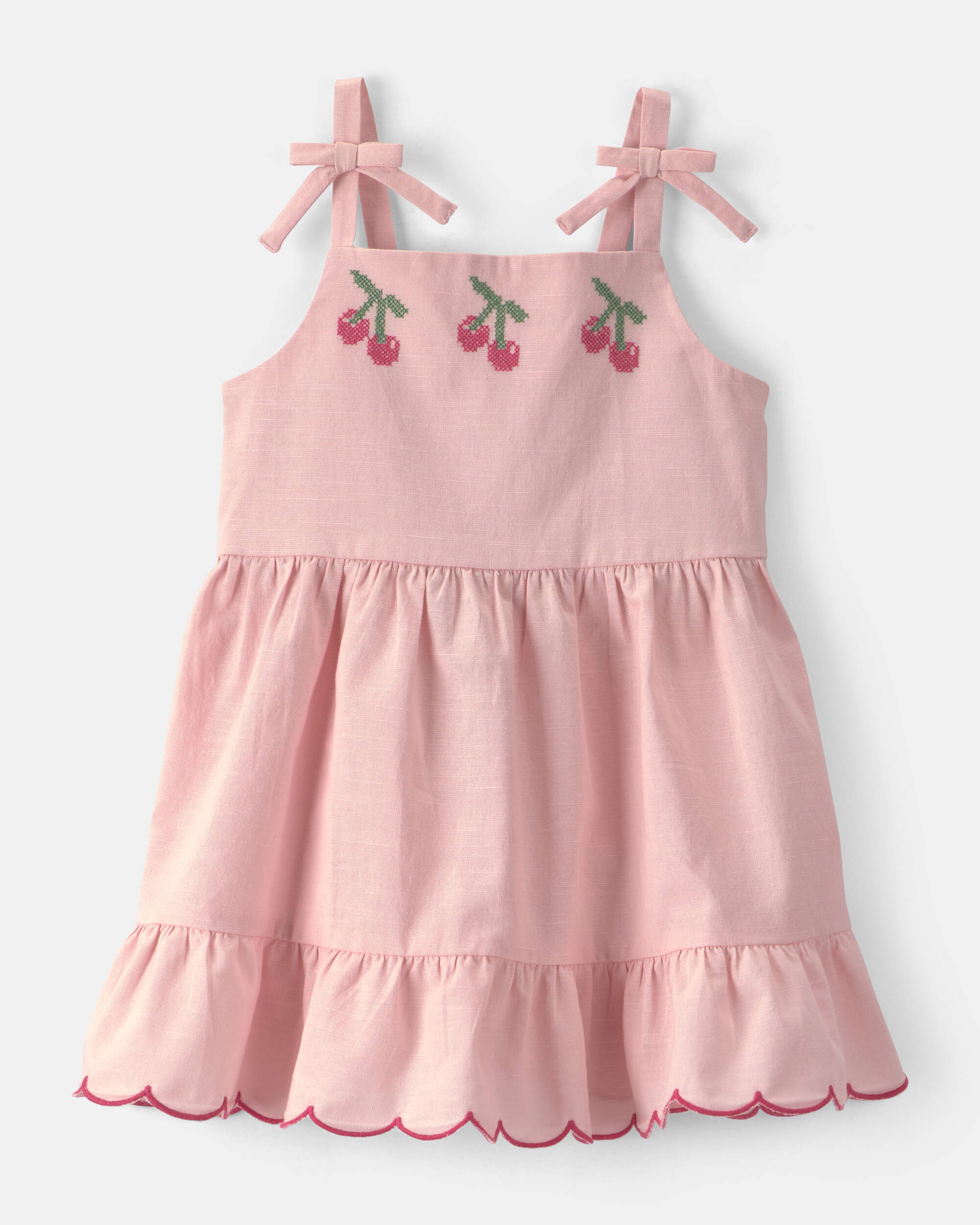 Toddler Girl Cherry Sleeveless Dress - Pink