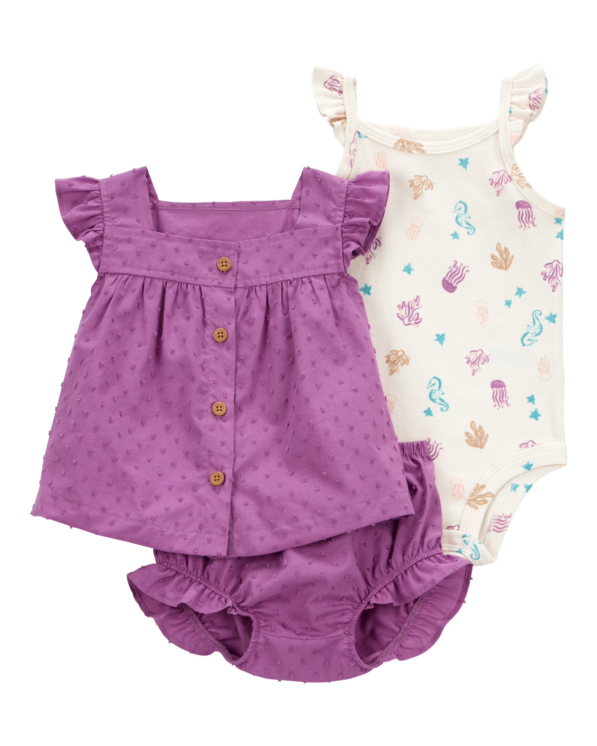 Baby 3-Piece Seahorse Little Diaper Cover Set