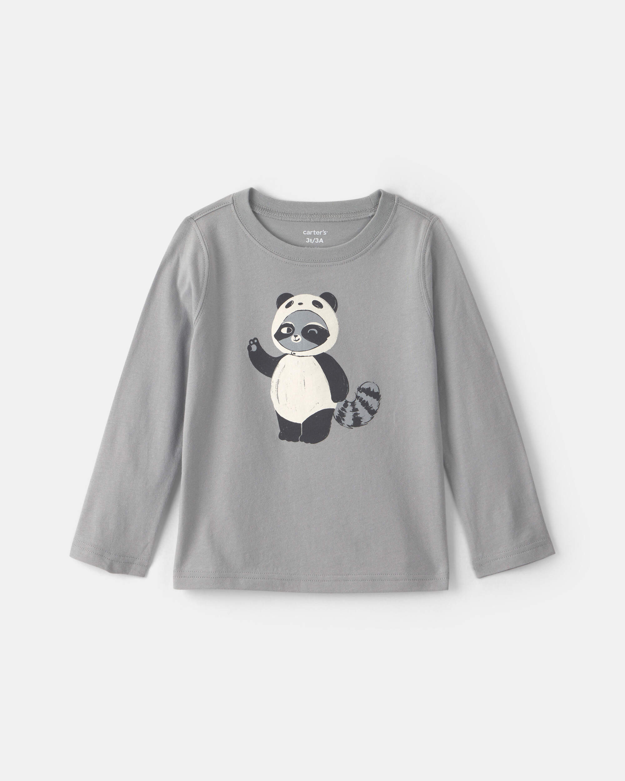 Toddler Boy Raccoon Long-Sleeve Graphic Tee - Grey