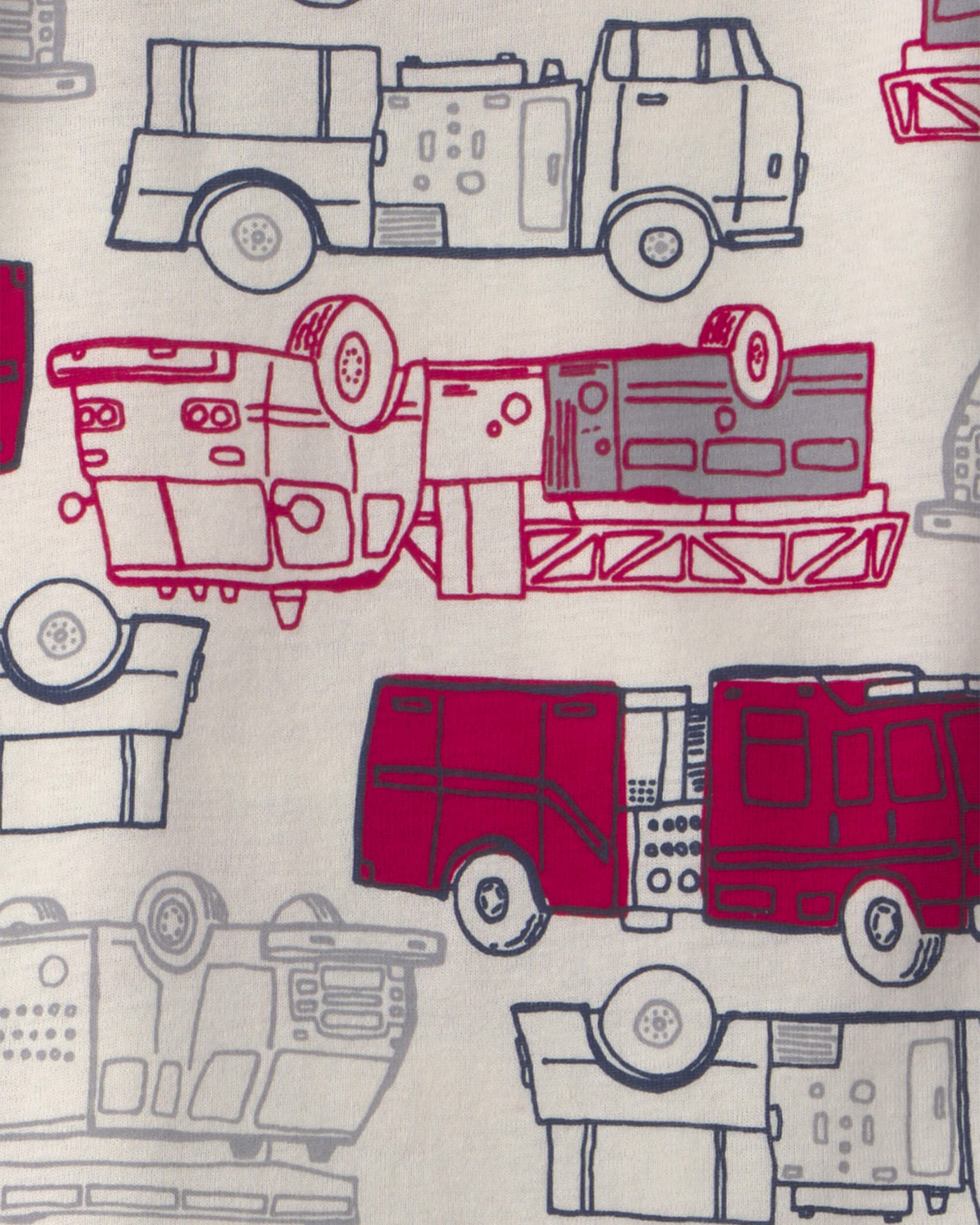 Baby Boy 4-Piece 'Rescue Squad' Firetruck 100% Cotton Snug Fit Pyjama Set - Red/Blue