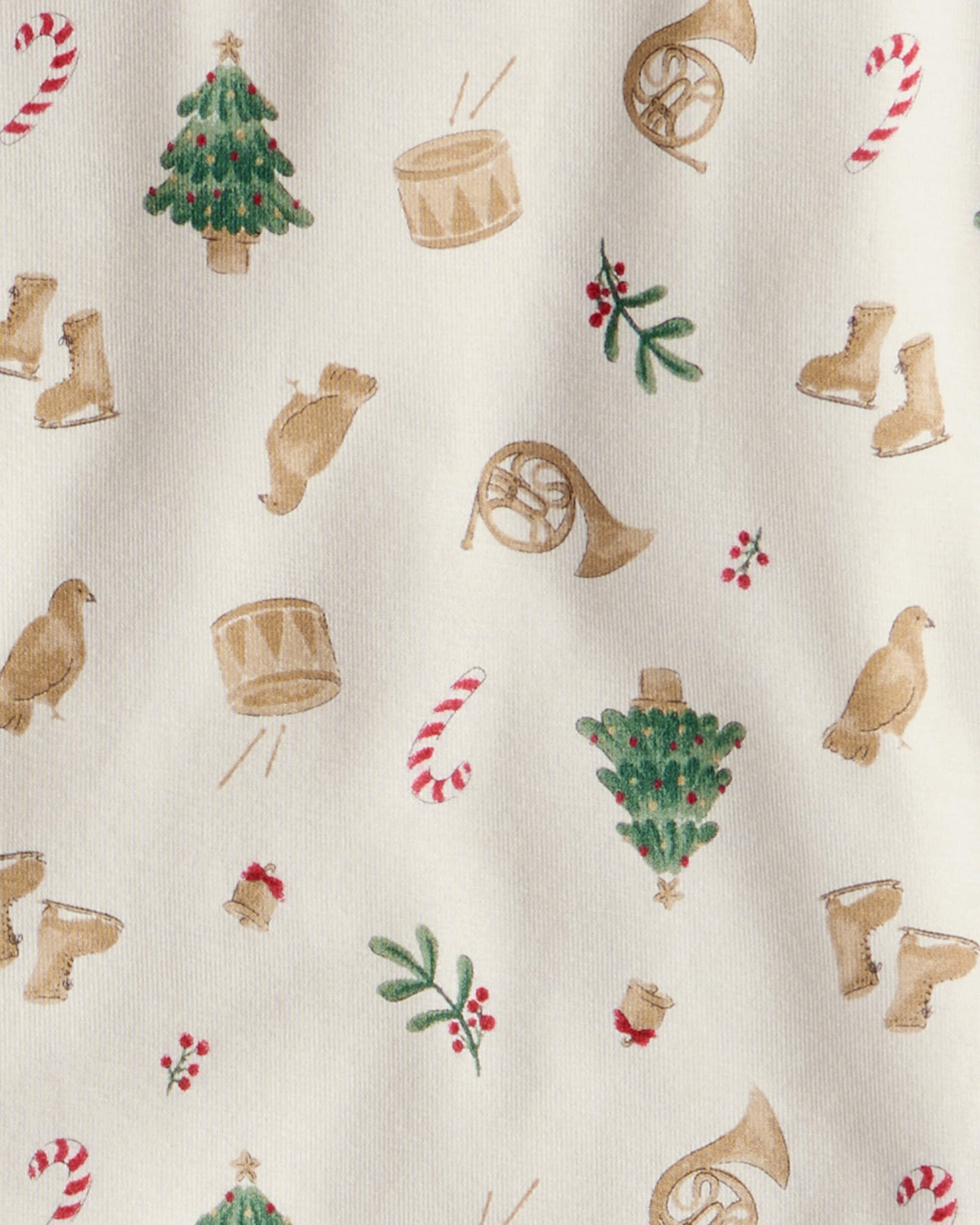 Toddler Festive Holiday PurelySoft Snug Fit 2-Piece Pajamas - Cream