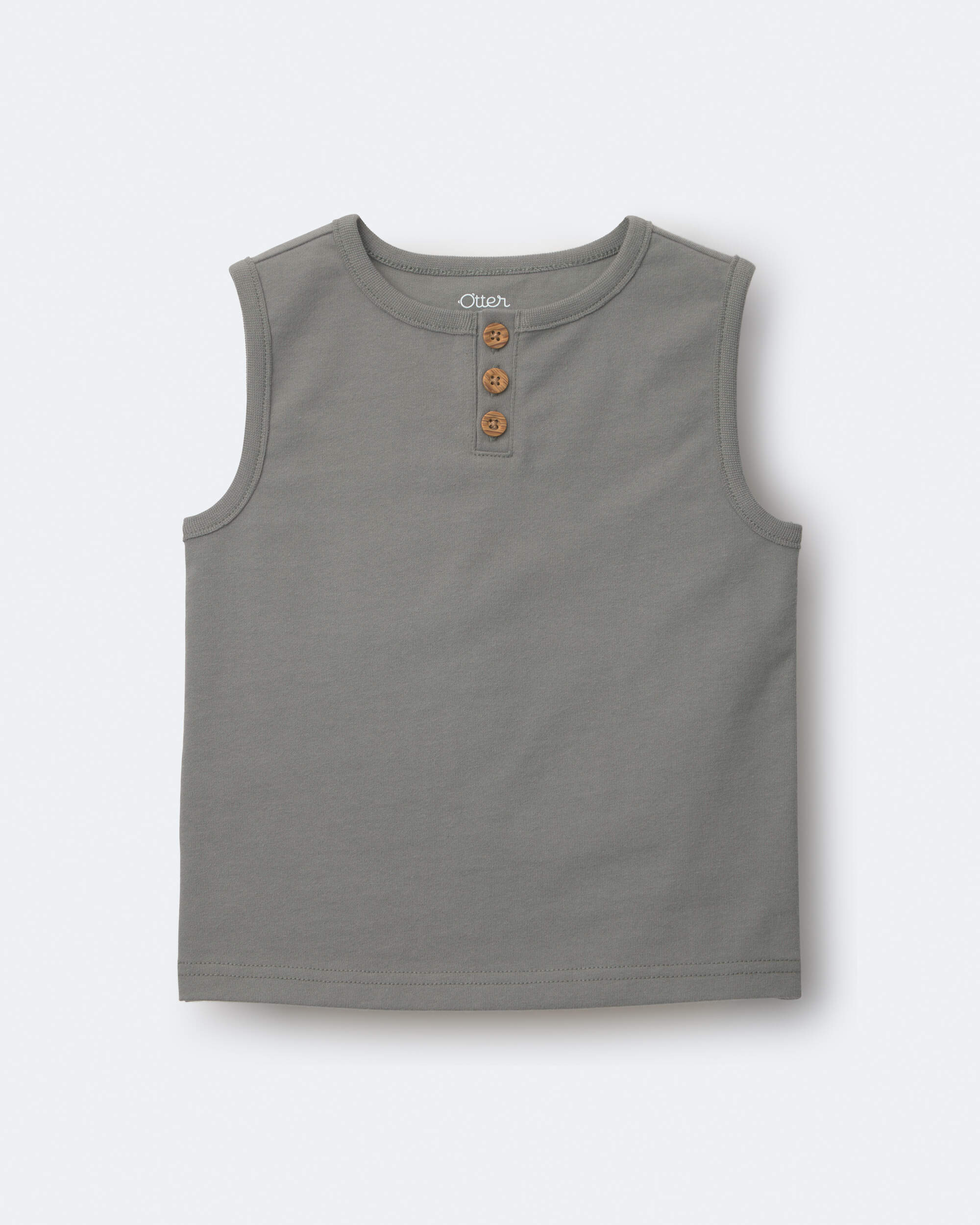 Toddler Boy Henley Tank - Sage