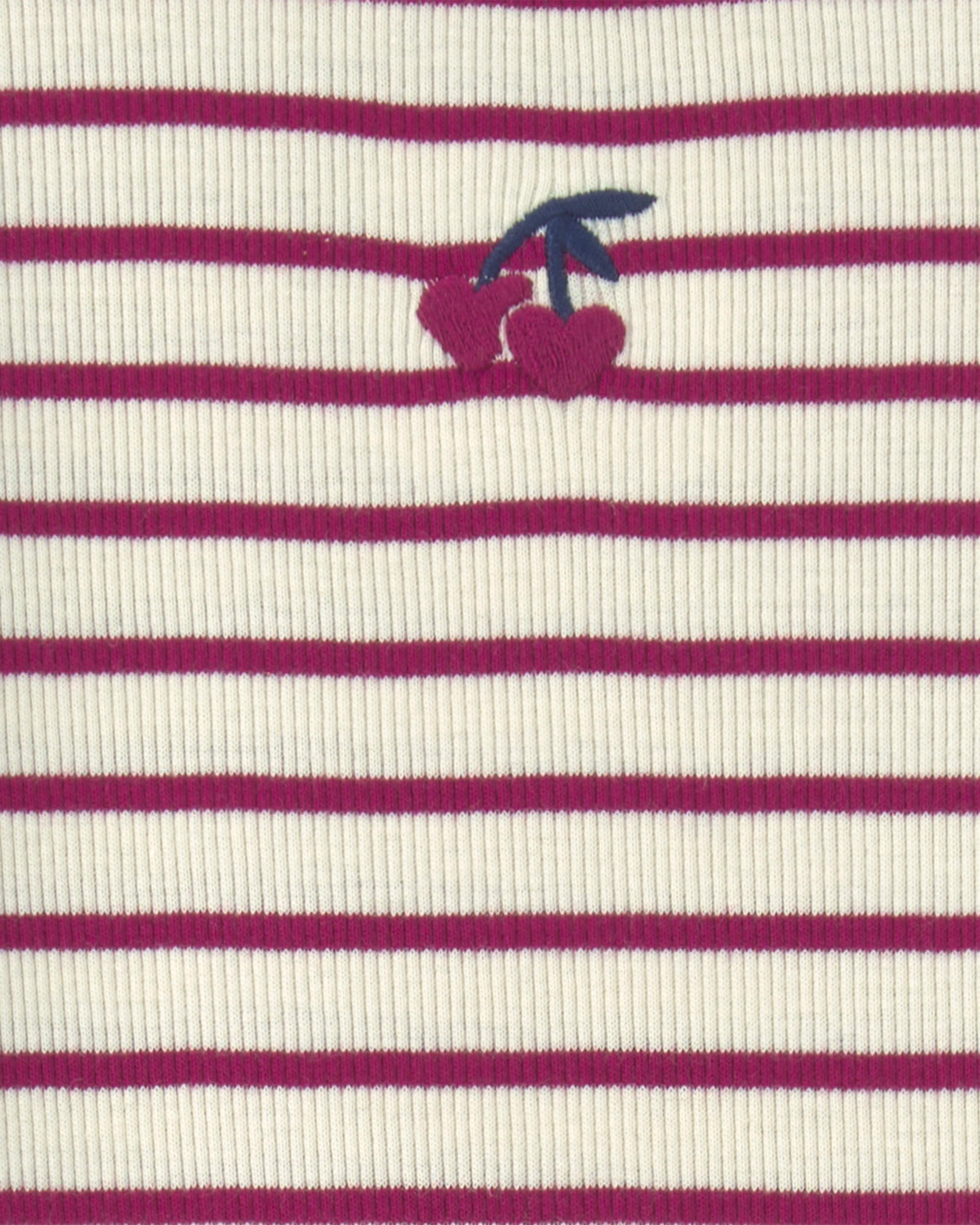 Toddler Girl Cherry Striped Long-Sleeve Top - Red