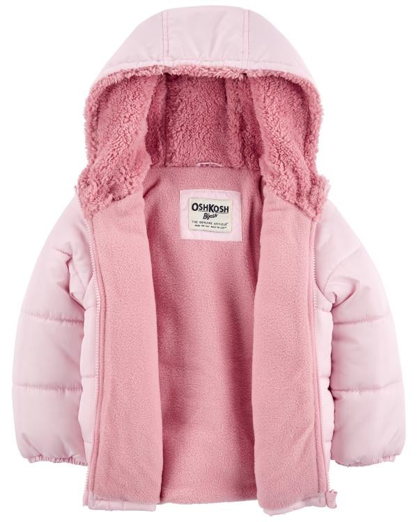 Pink Fleece Lined Puffer Jacket Carter s Oshkosh Canada
