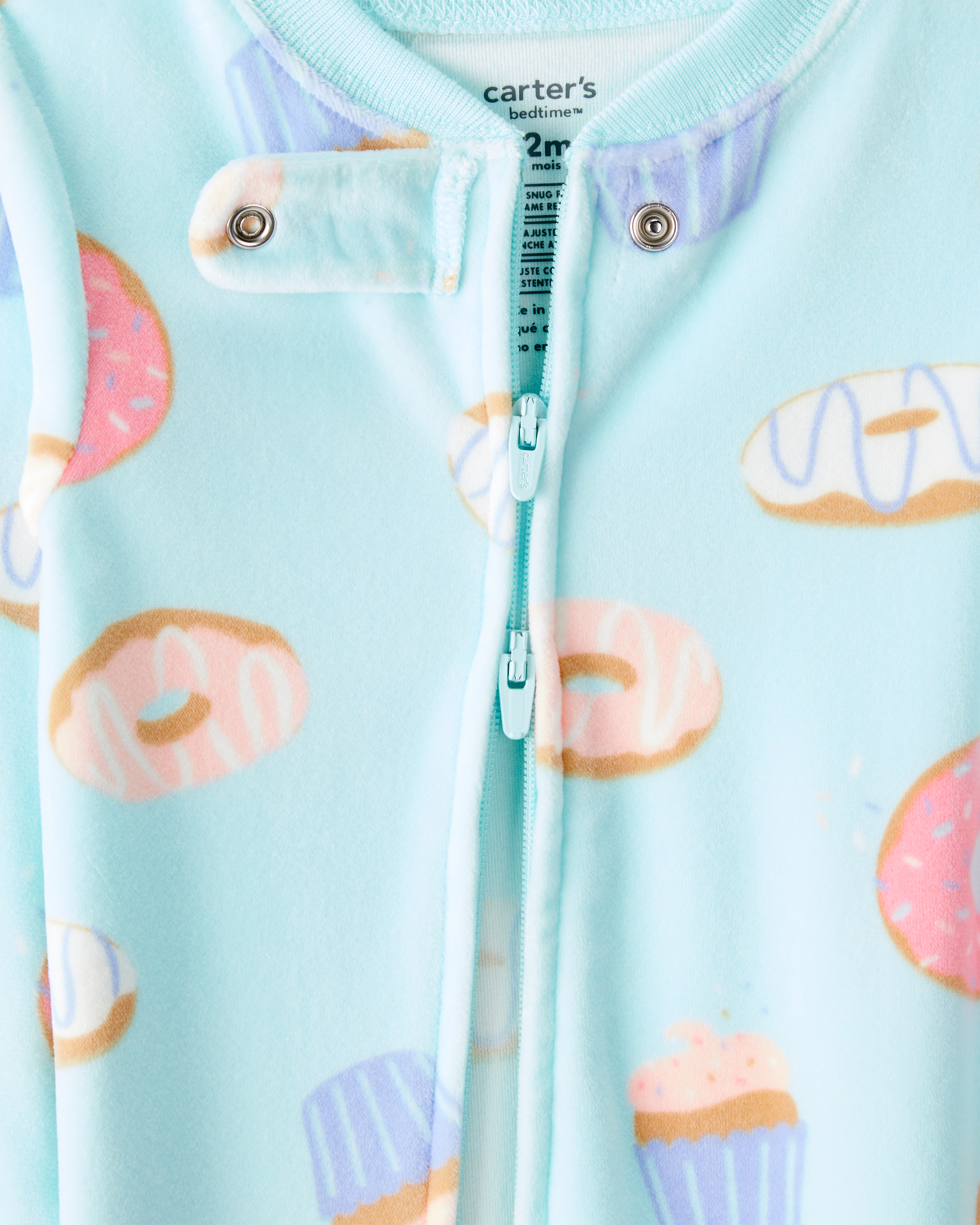 Baby Girl Donuts DreamPlush Long-Sleeve Snug Fit 1-Piece pyjamas - Blue