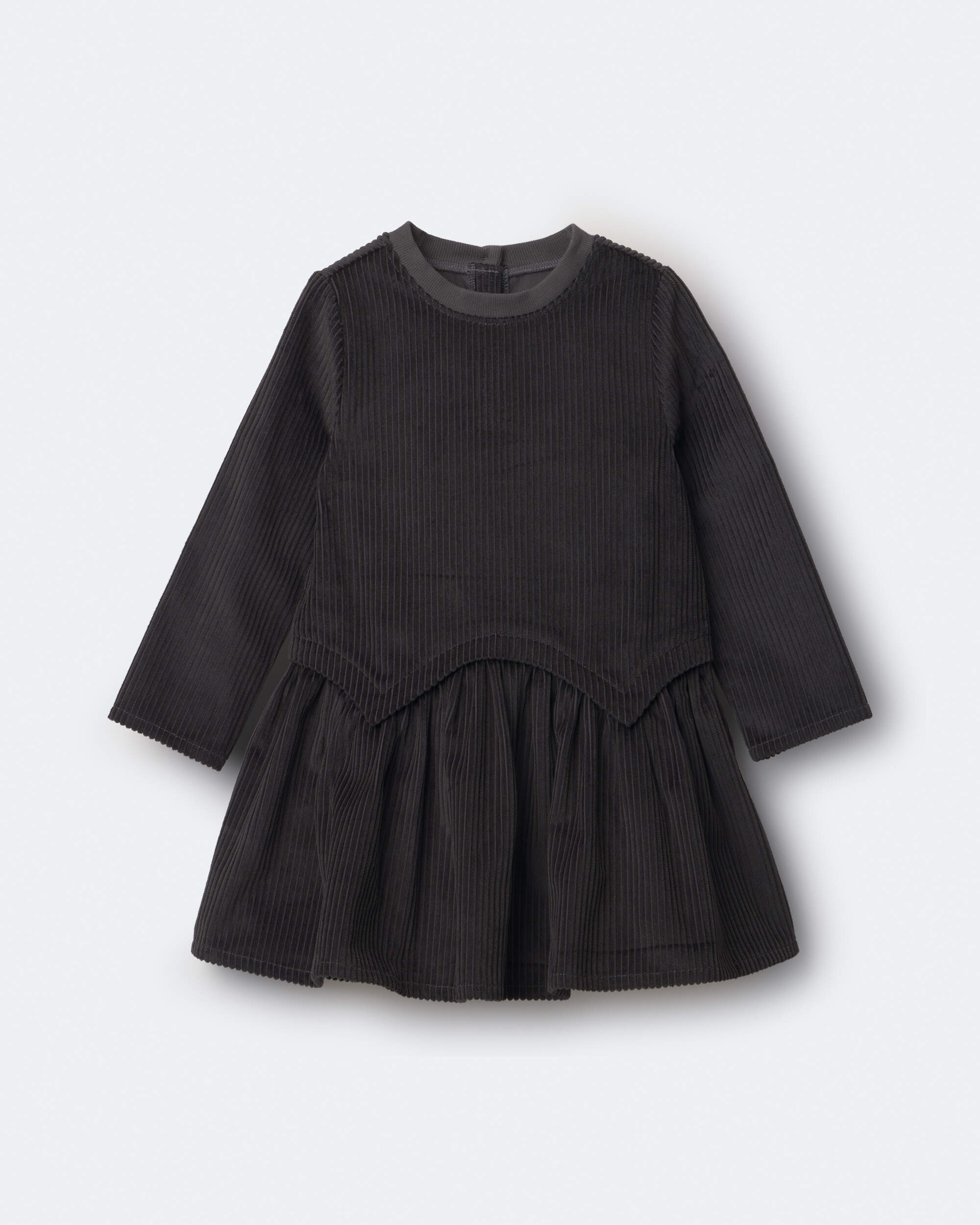 Toddler Girl Long-Sleeve Drop-Waist Dress – Dark Grey